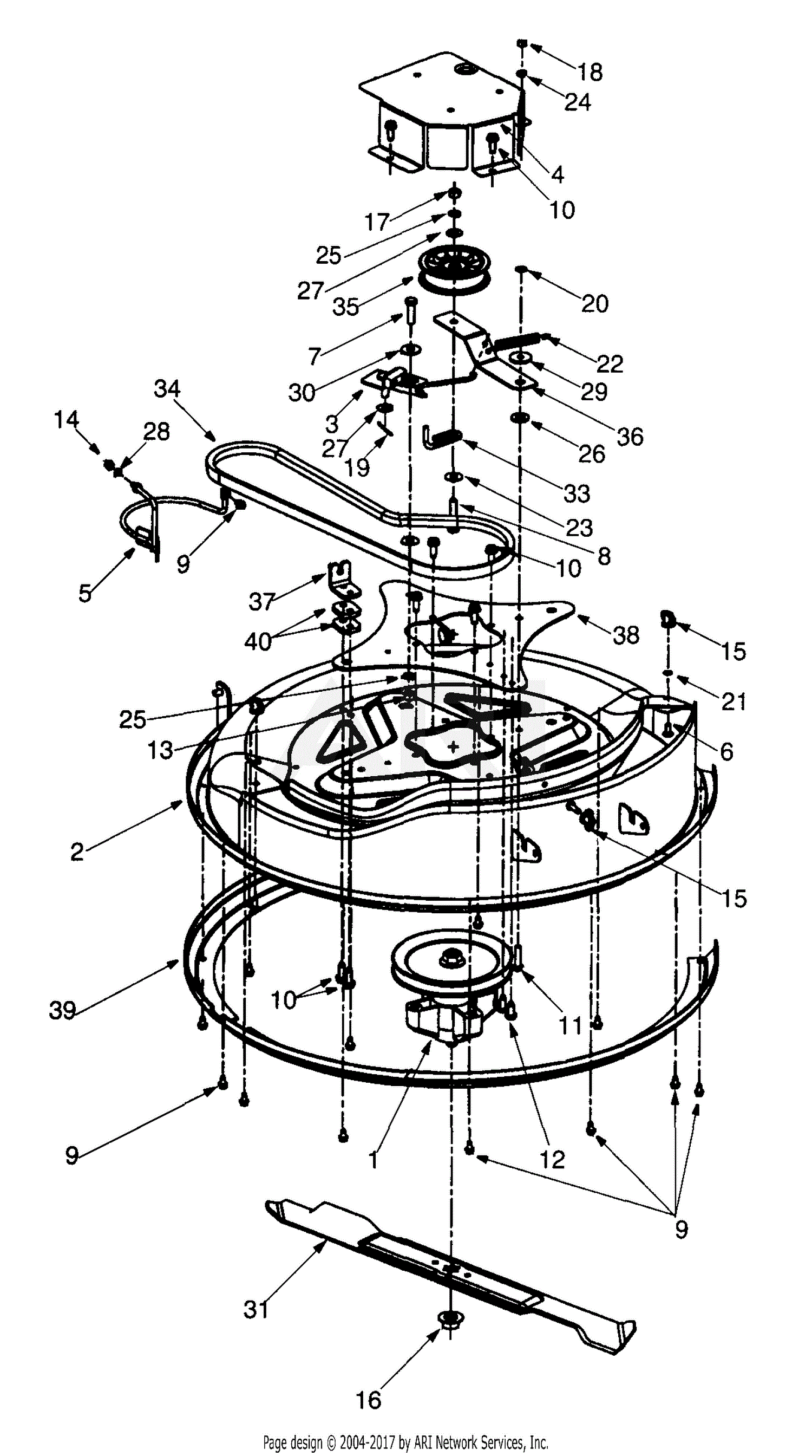MTD 13A-325-190 Yard Bug (1999) Parts Diagram for Mowing Deck mtd wiring diagram 