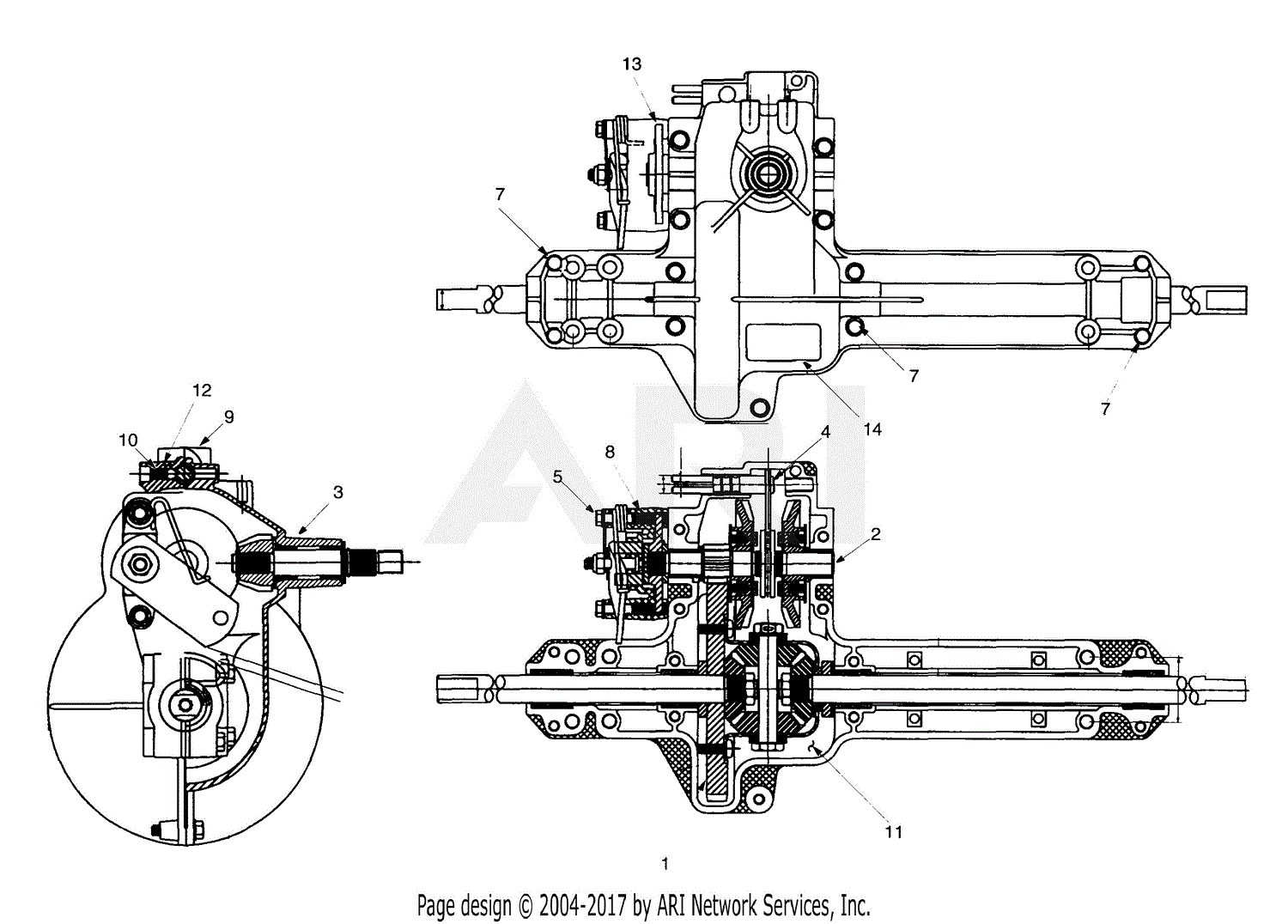 MTD 13A-325-190 Yard Bug (1999) Parts Diagram for Single Speed Transmission