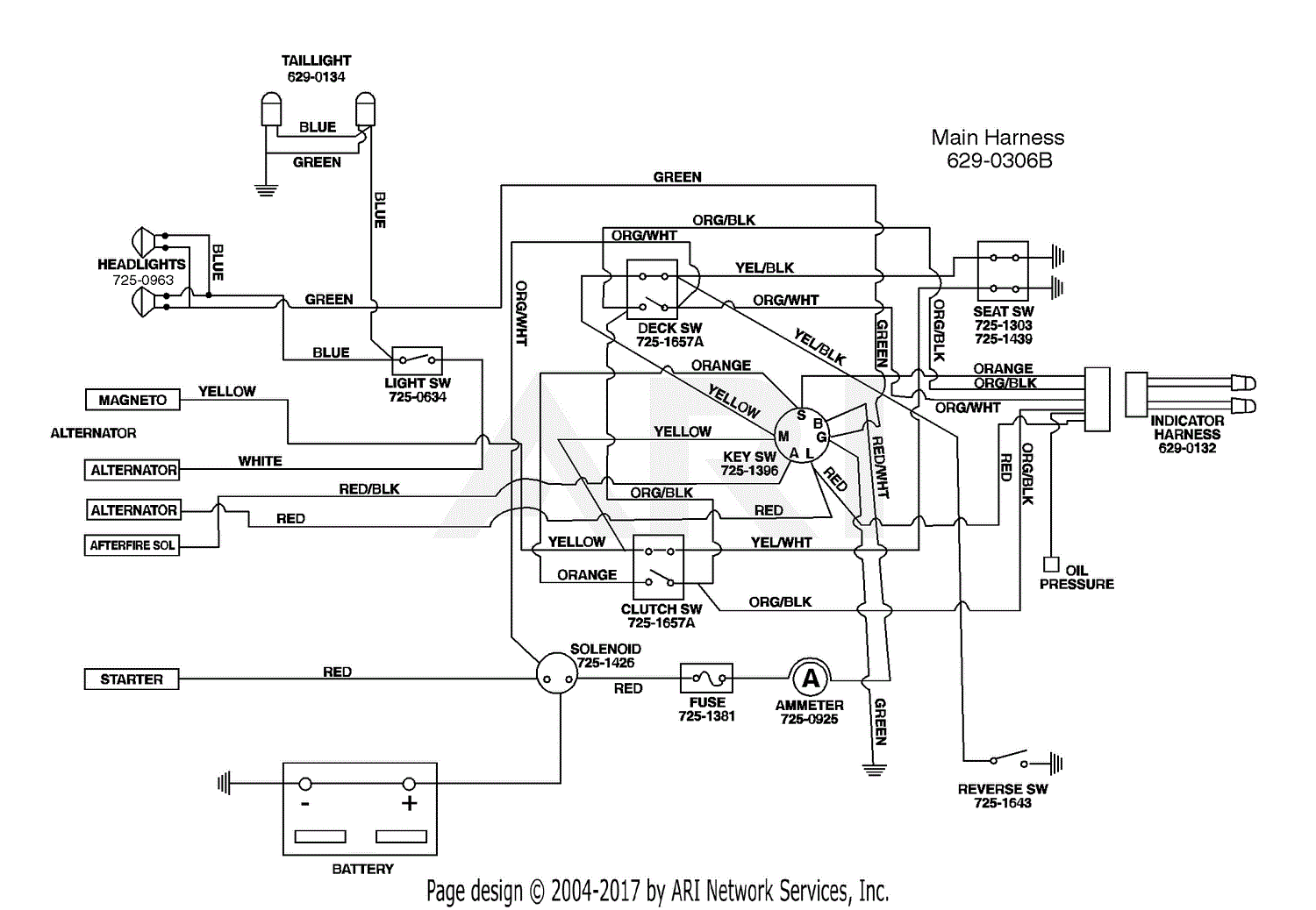 Mtd 13ad696g190 Lt-175 (1999) Parts Diagram For Schematic Lt-175