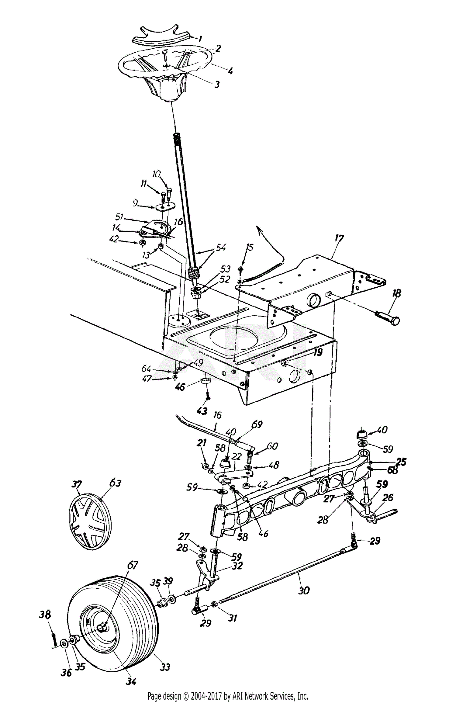 MTD 13AD696G190 LT-175 (1999) Parts Diagram for Steering Assembly LT-175