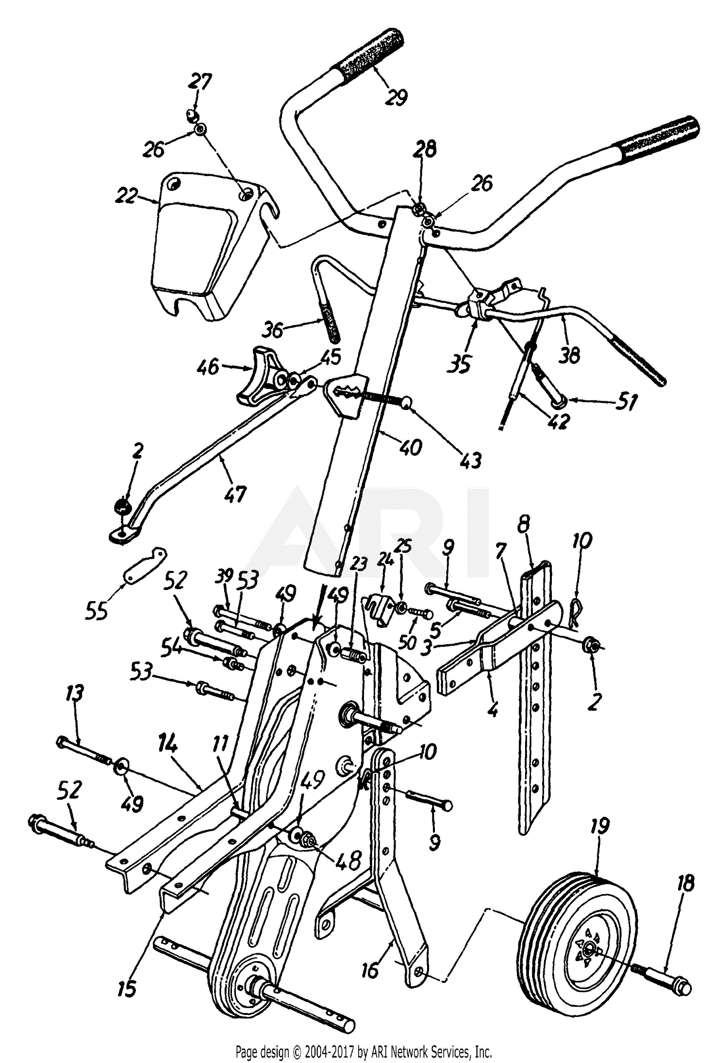 MTD 21A-340-190 RB-500 (1999) Parts Diagram for Handles, Frame And ...