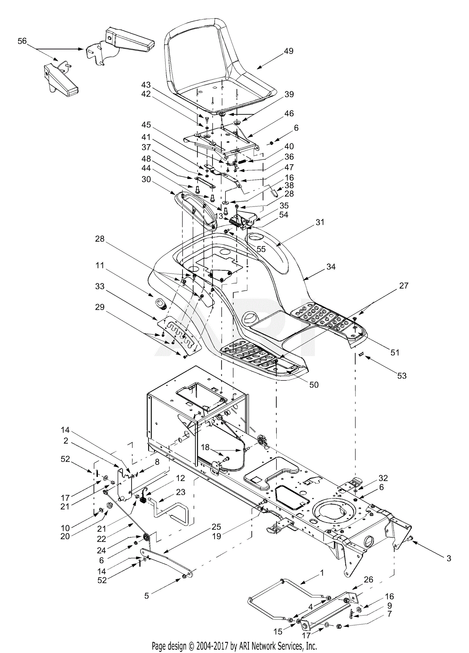 40 inch frame Seat 14BZ816P190 GT for MTD (2001) 2550 Parts Diagram