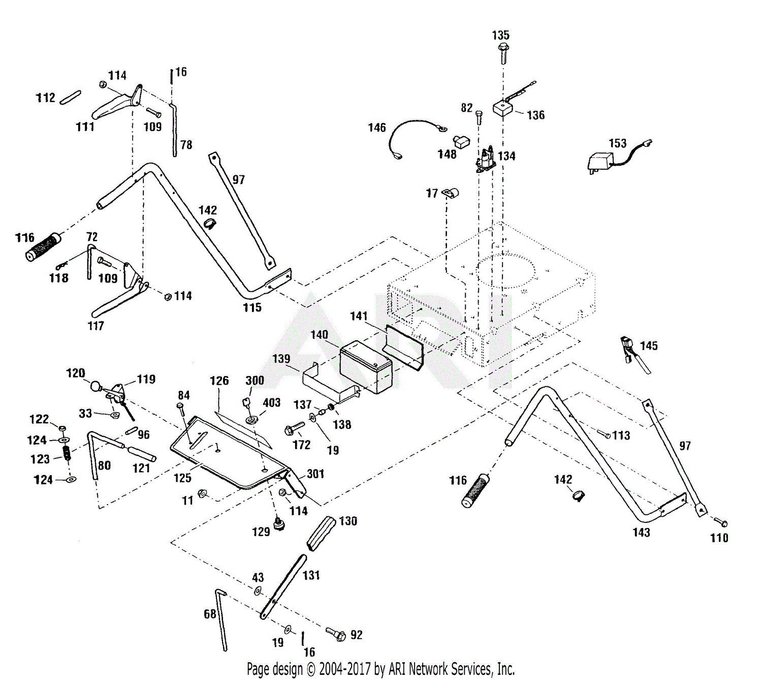 MTD 12A-751-190 933R (2001) Parts Diagram for Handlebar And Console ...