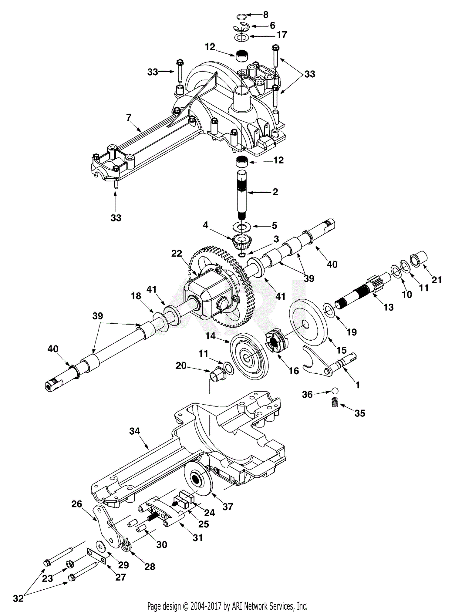 MTD 13AA662F190 LT-13 (2002) Parts Diagram for Transaxle