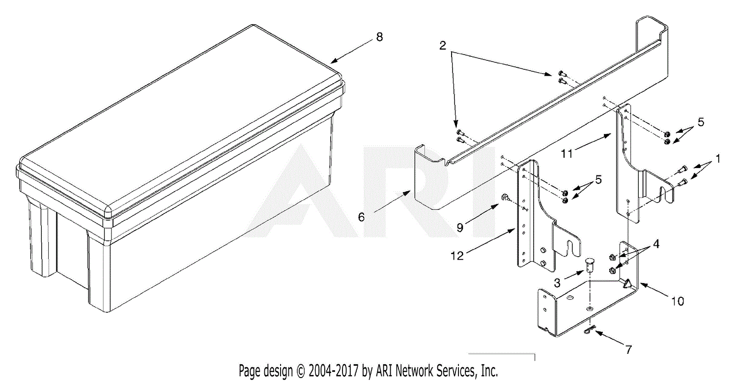 MTD 190-604-101 Toolbox (2003) Parts Diagram for Tractor Mate Tool Box