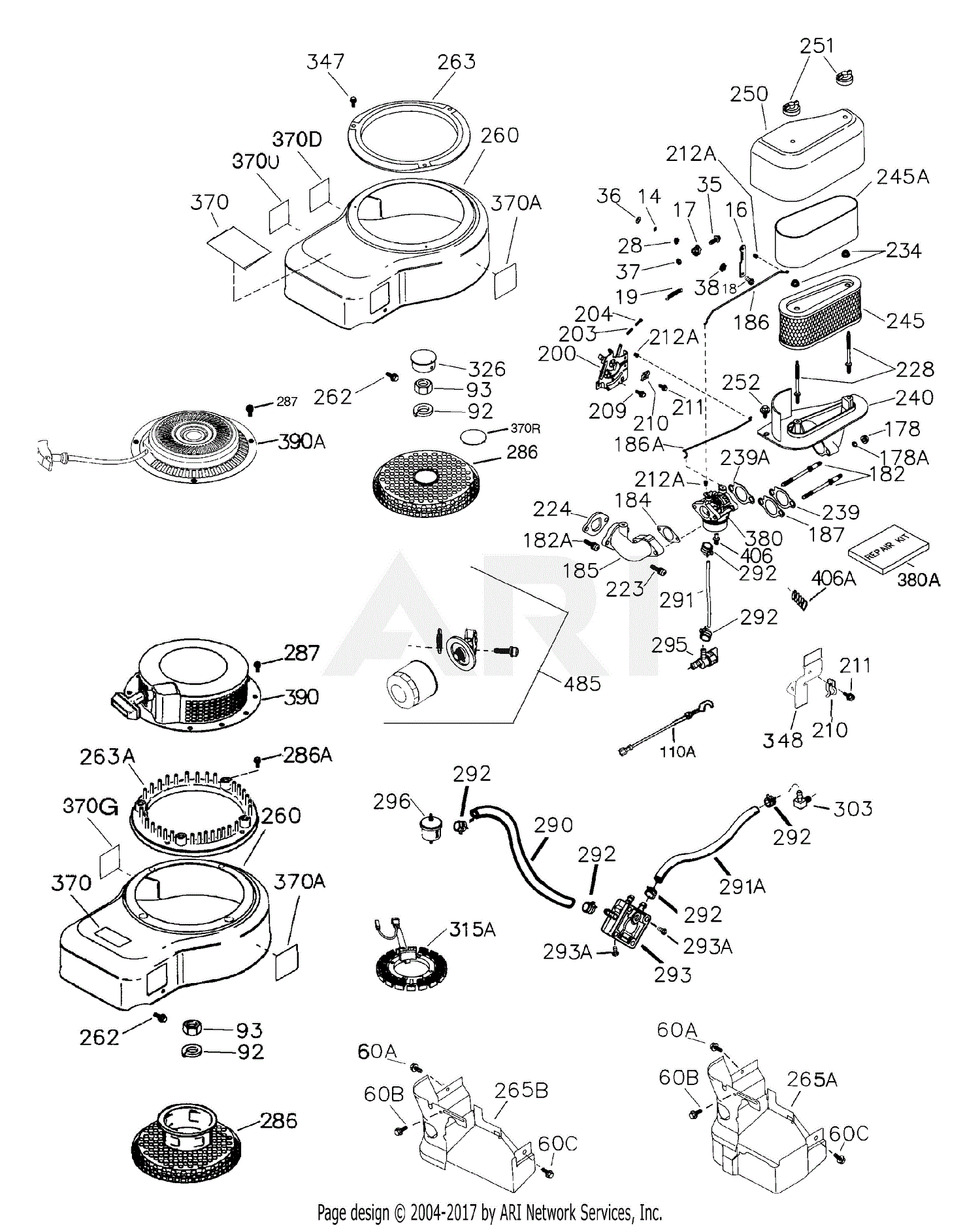 MTD 13A2693G190 LT-165 (2003) Parts Diagram for Engine List 2