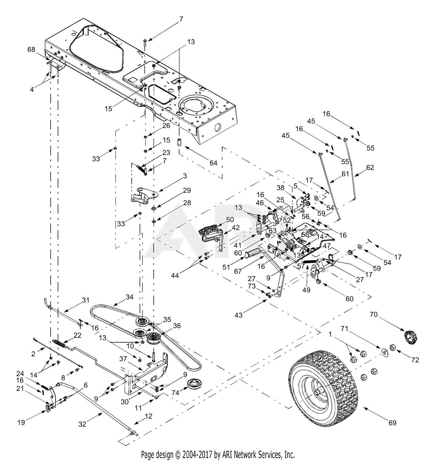 MTD 14A9816K790 GT-2550H (2004) Parts Diagram for Drive & Rear Wheels