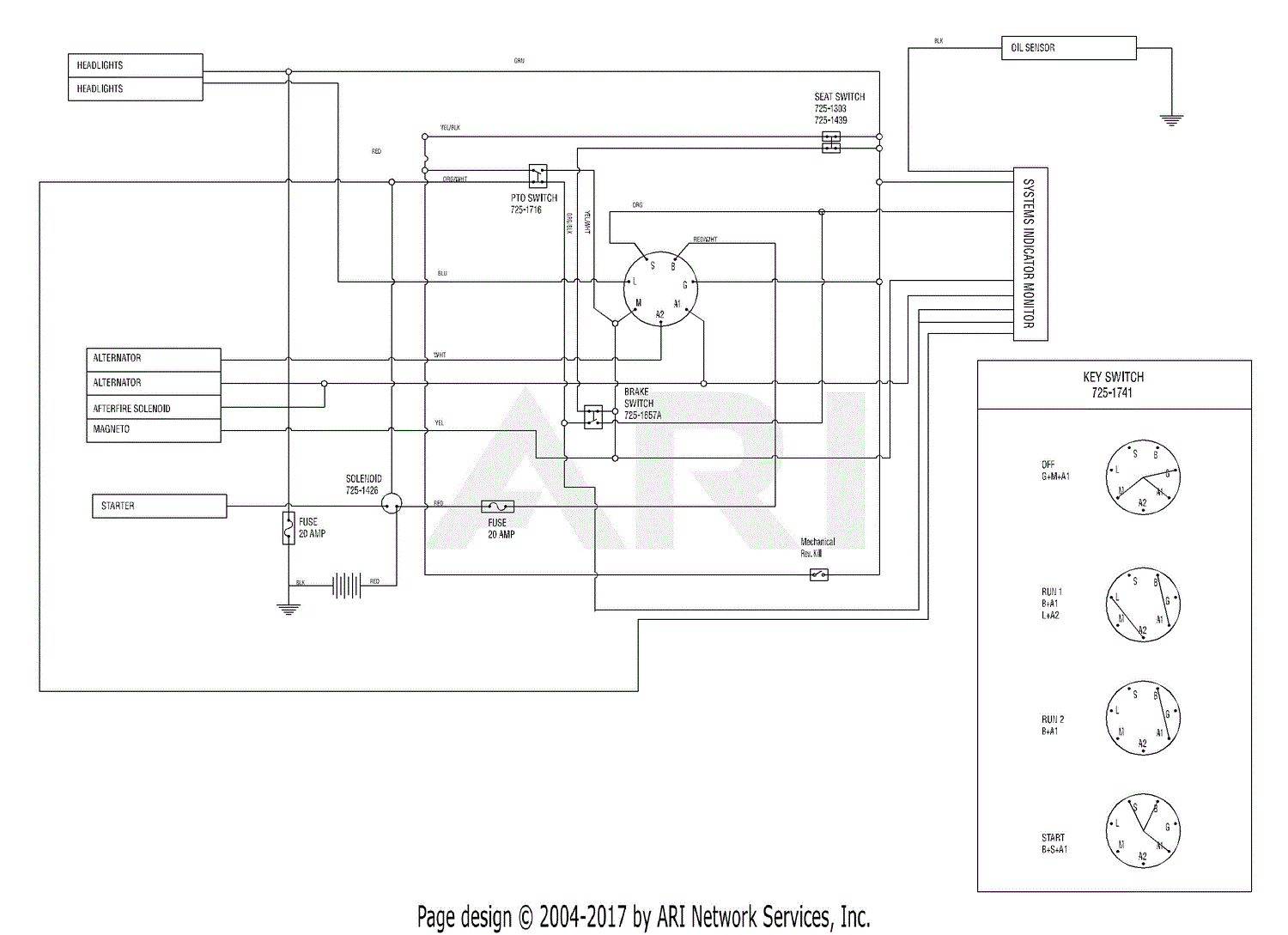 MTD 14A9816K790 GT-2550H (2004) Parts Diagram for Electrical Diagrams