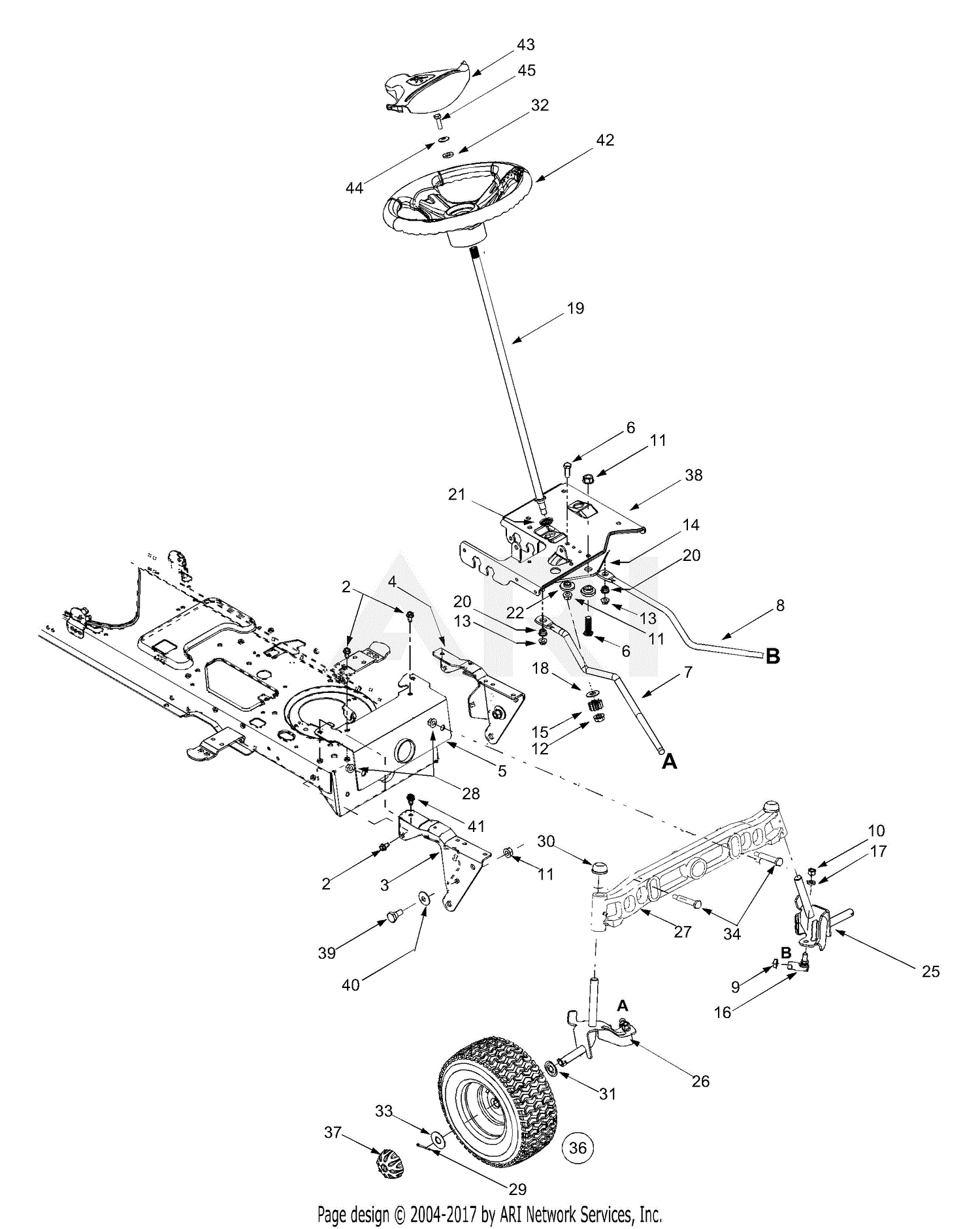 Mtd 13a6606h790 Lt-2200 (2004) Parts Diagram For Steering, Front Axle 