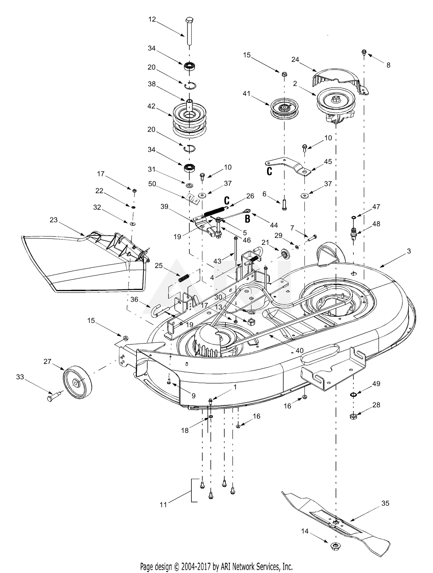 MTD 13AJ616G790 LT-1855H (2004) Parts Diagram for Deck Assembly