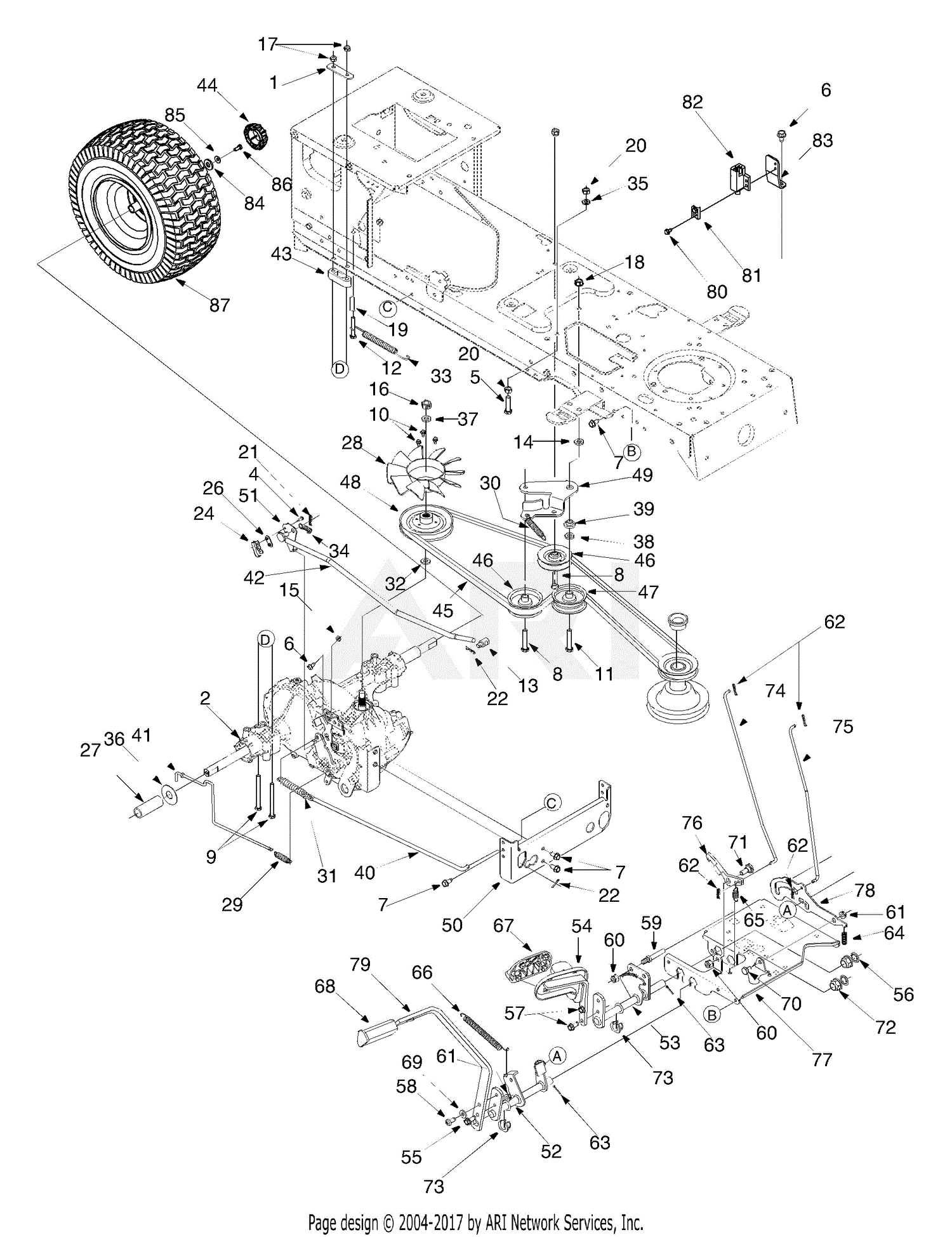 MTD 13A4616G790 LT-942H (2005) Parts Diagram for Drive & Rear Wheels