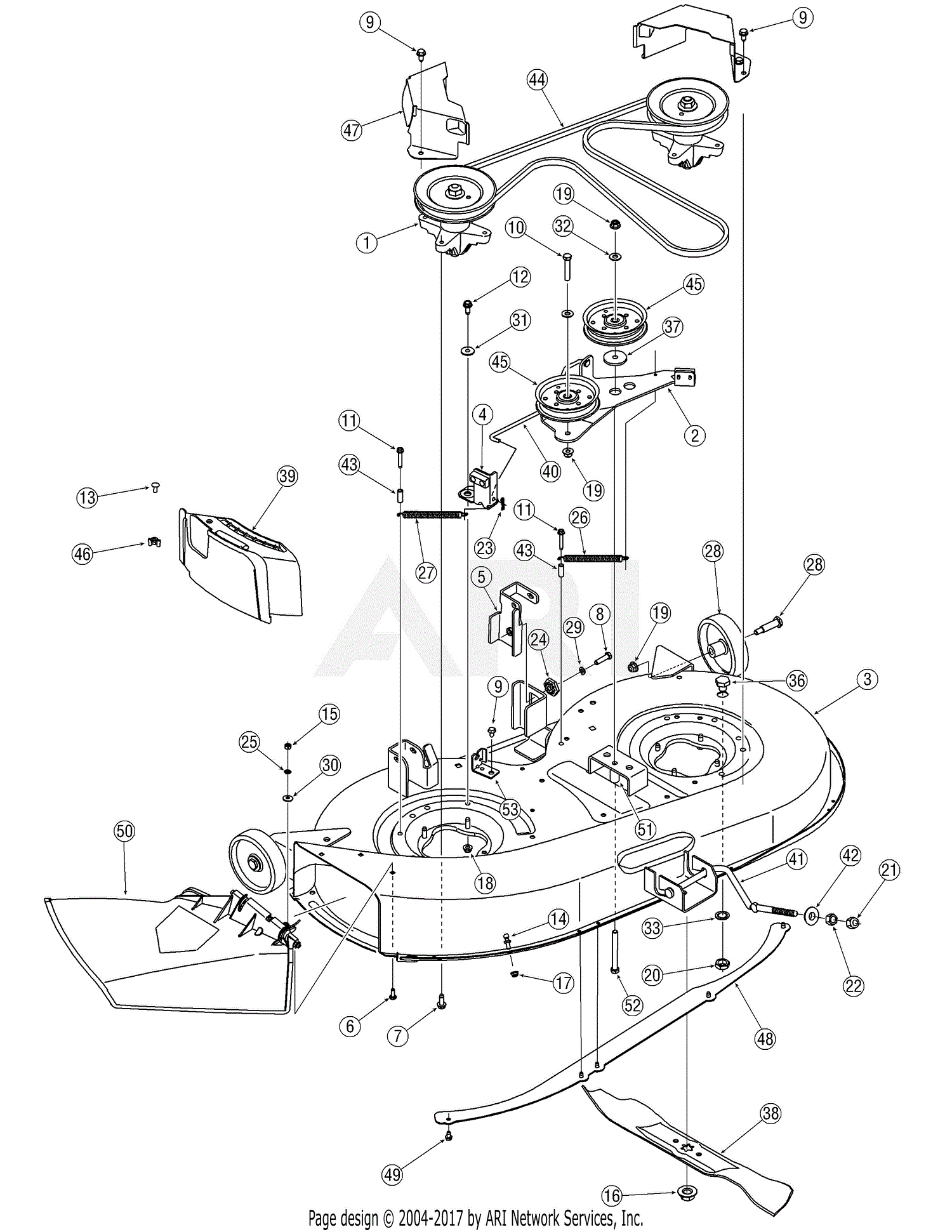 MTD 13A2791G790 LT-542H (2006) Parts Diagram for Deck Assembly 42 inch