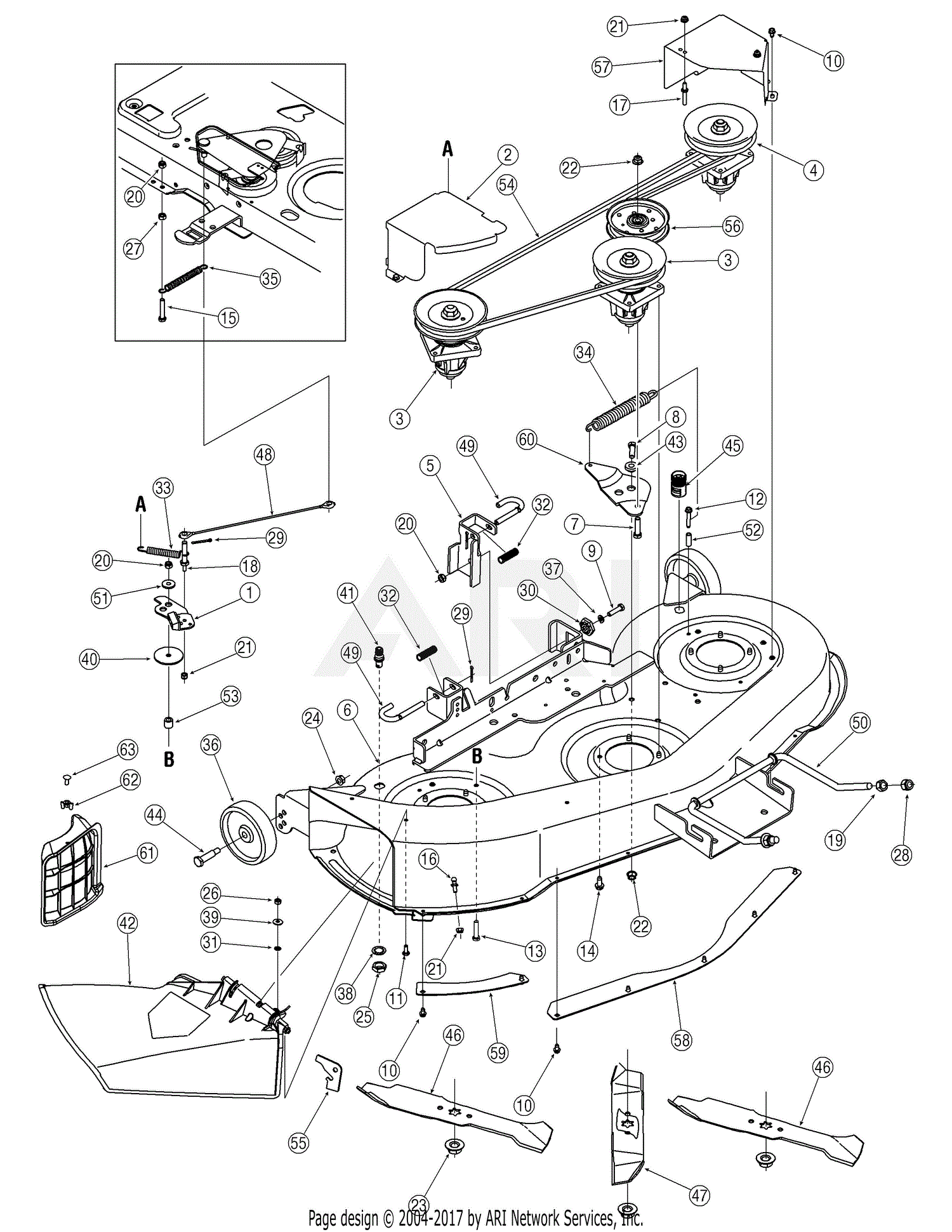 MTD 13AP606H790 LT-946G (2006) Parts Diagram for Deck Assembly