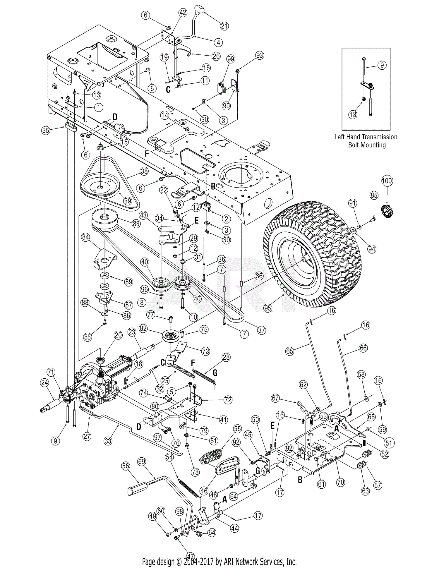 MTD 13AX605G790 LT-942G (2006) Parts Diagram for Drive System