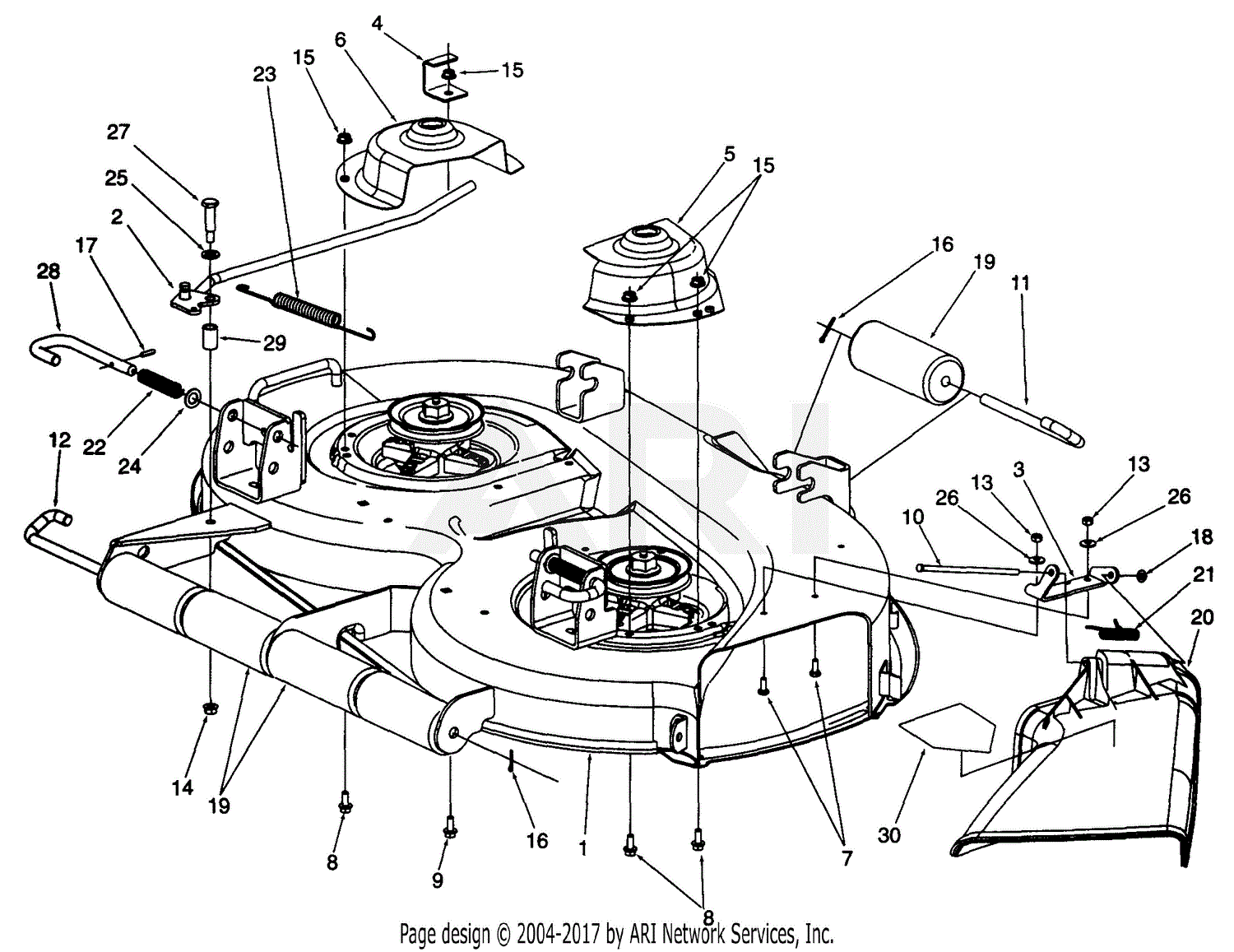 MTD Z-16 (1999) 53BA1A3G190 (1999) Parts Diagram for 42-Inch Deck Assembly