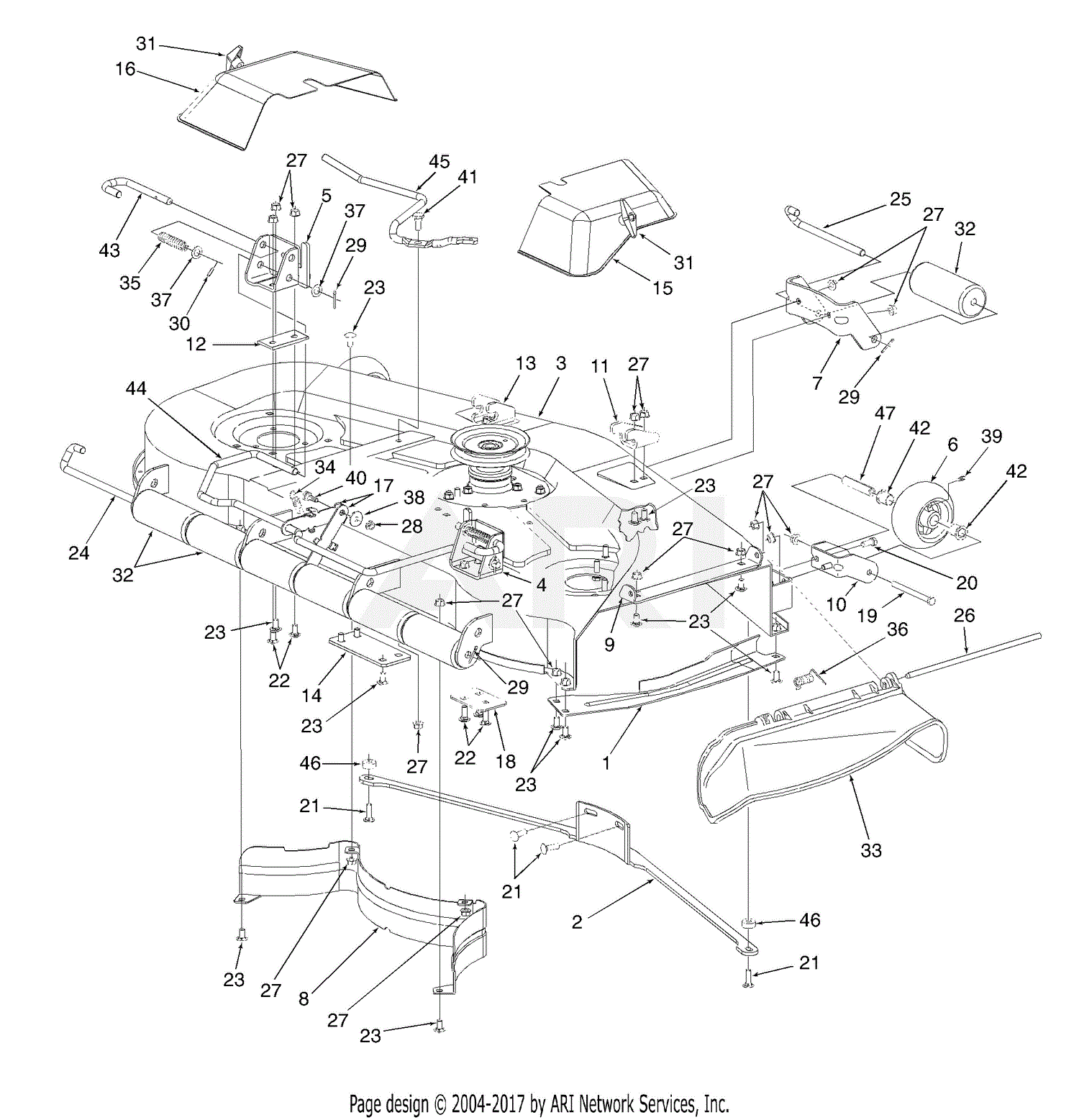 MTD Z-200 53AC275K190 Parts Diagram for 48-Inch Deck Assembly