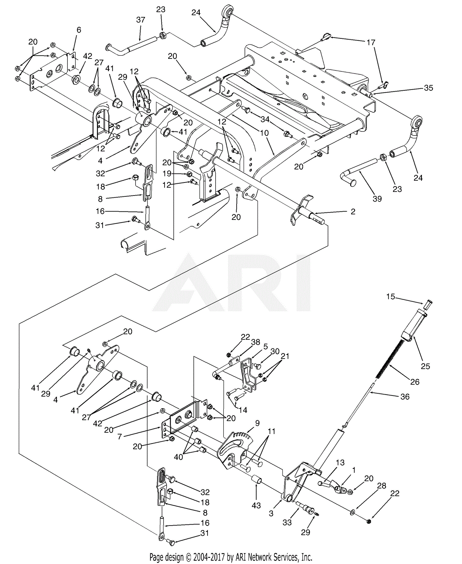 MTD Z-200 53AC275K190 Parts Diagram for Lift System And Linkage