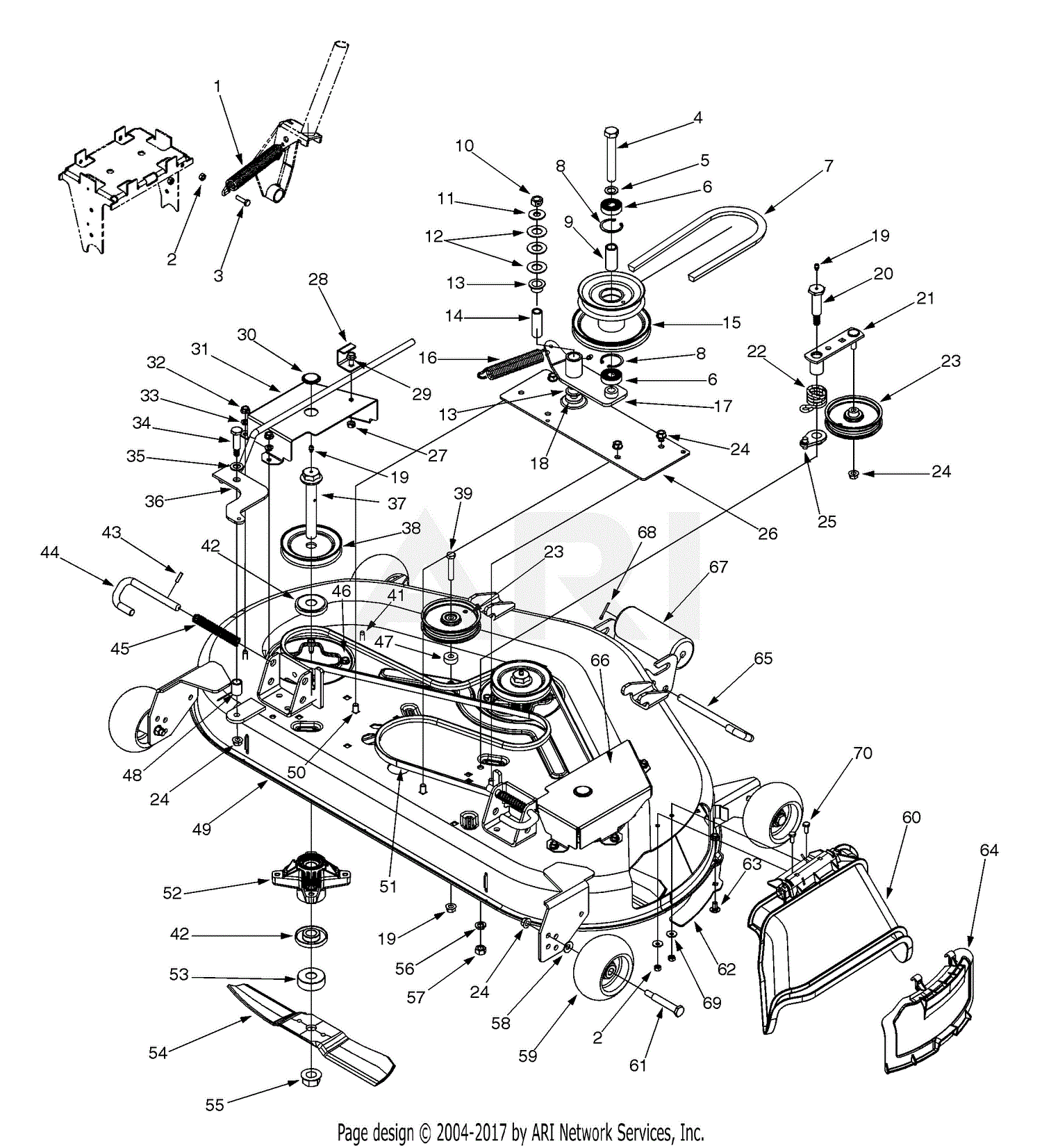 MTD ZT1850 Parts Diagram for 44Inch Deck Assembly