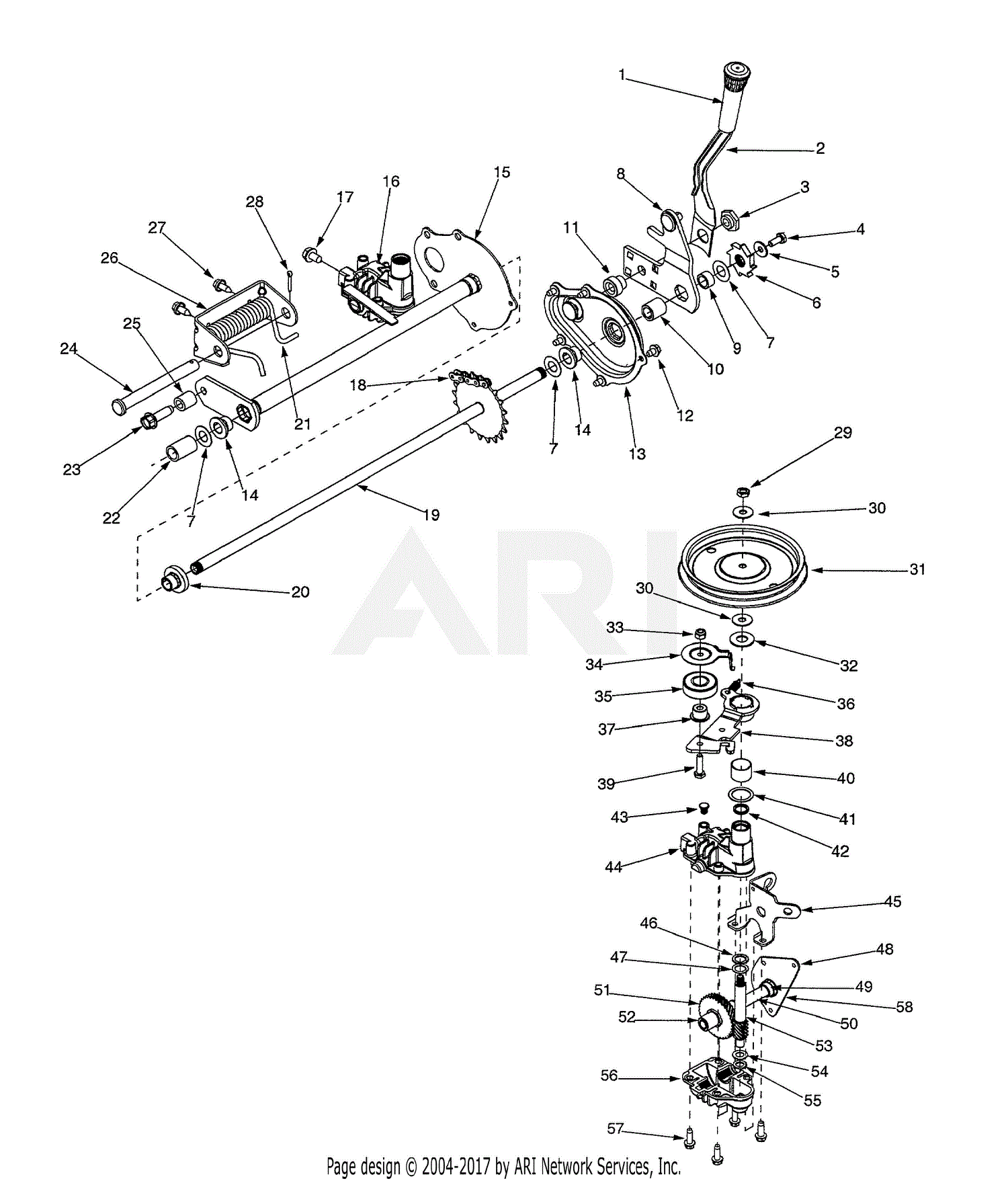 MTD 12A-979L401 (2001) Parts Diagram for Transmission & Rear Axle