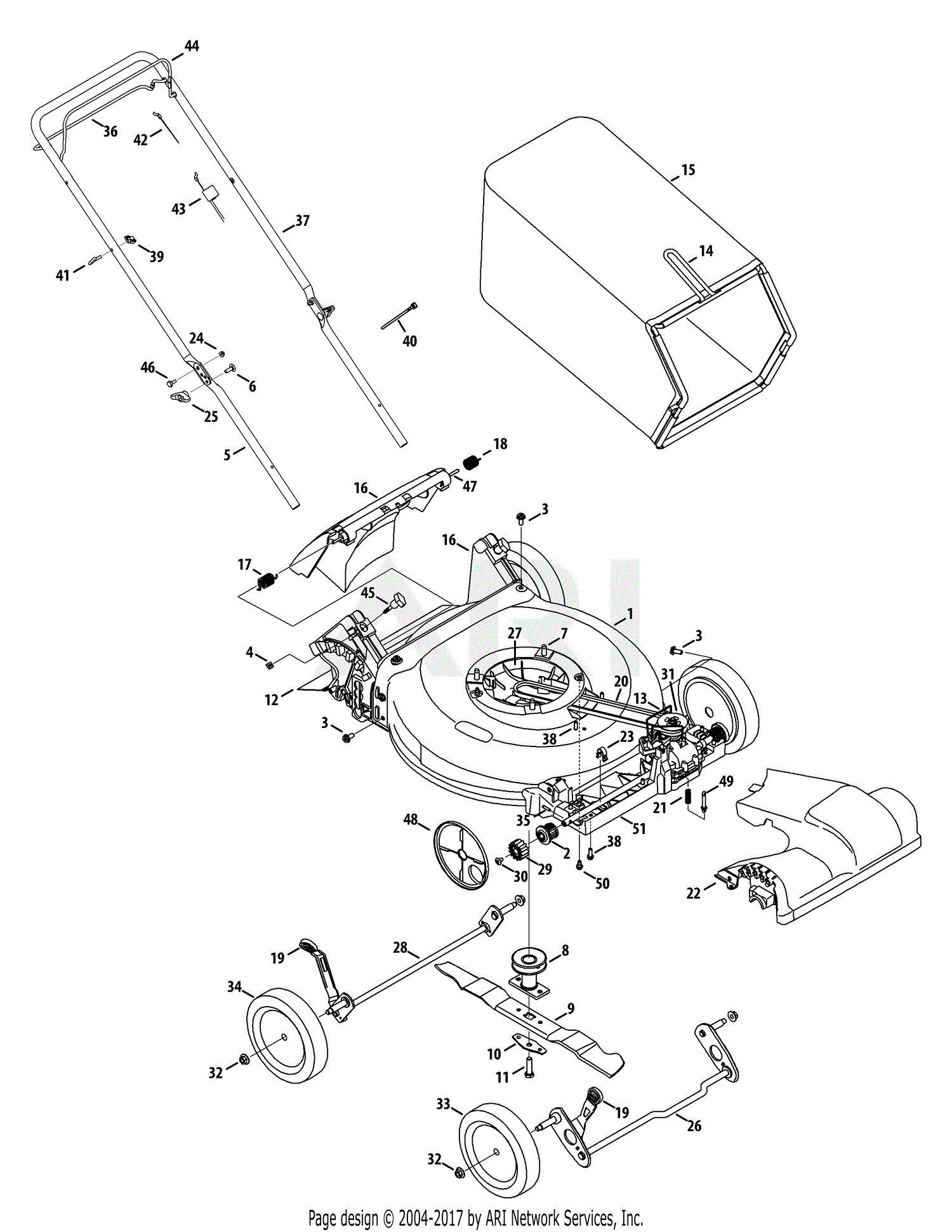 MTD 12A-A13K729 (2014) Parts Diagram for General Assembly