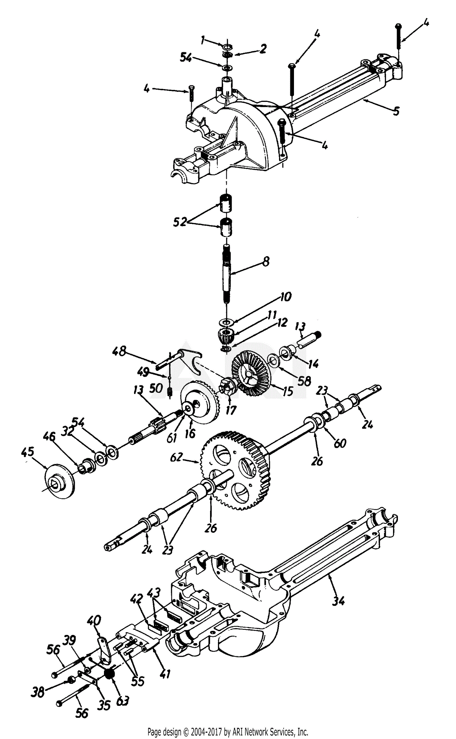 Mtd 13a747gf062 1997 Parts Diagram For Single Speed Transaxle 618 0166b