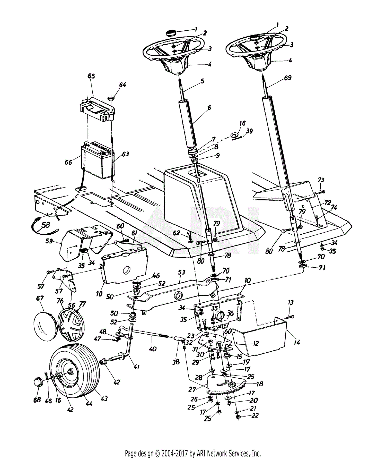 MTD 13AF560B352 (1997) Parts Diagram for Steering Assembly/Wheel, Front ...