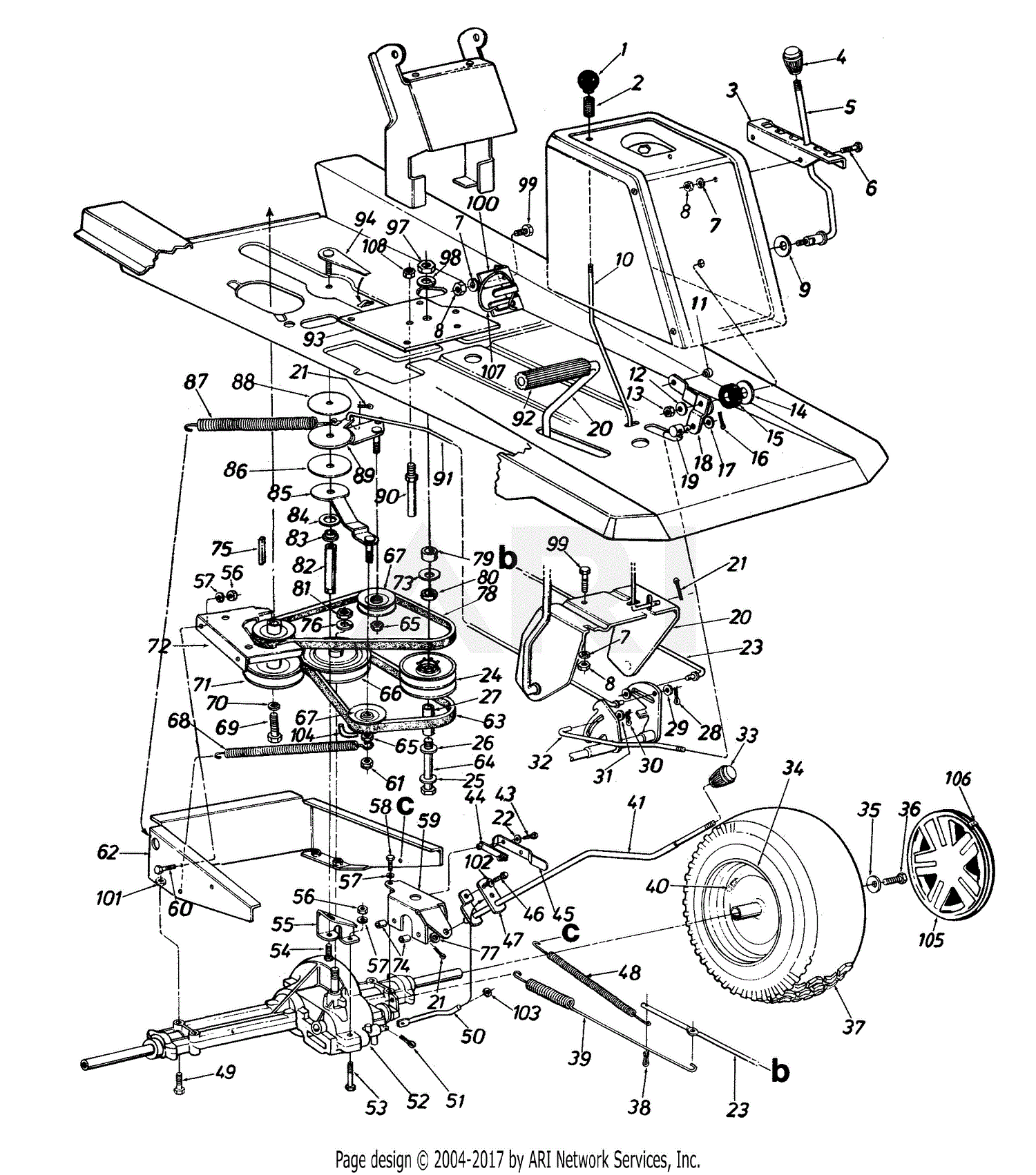 MTD 13A7560B352 (1998) Parts Diagram for Drive/Wheels, Rear/Pedal Assembly