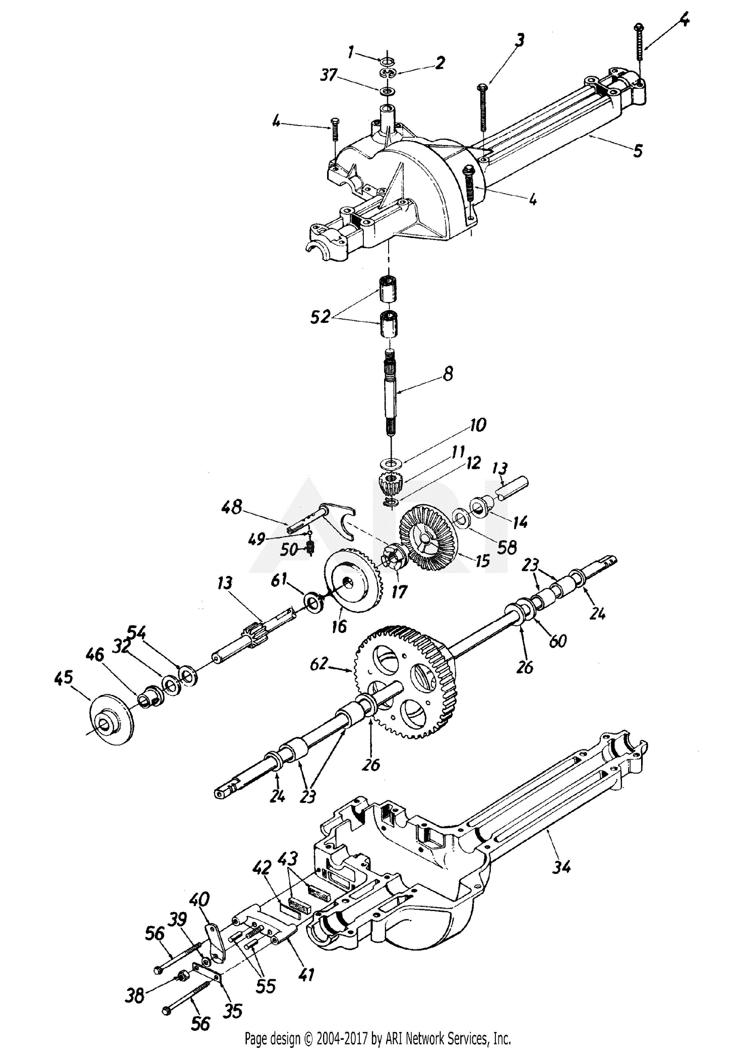 MTD 13A7560B352 (1998) Parts Diagram for Transaxle Assembly