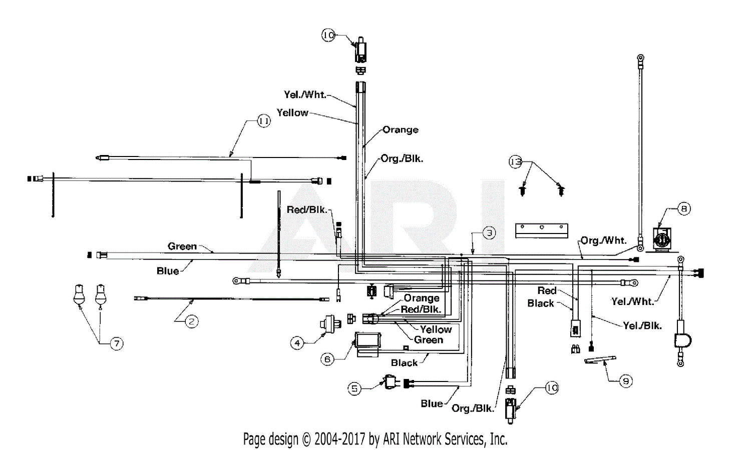 MTD 13AK660G352 (1998) Parts Diagram for Electrical/Switches (Twin