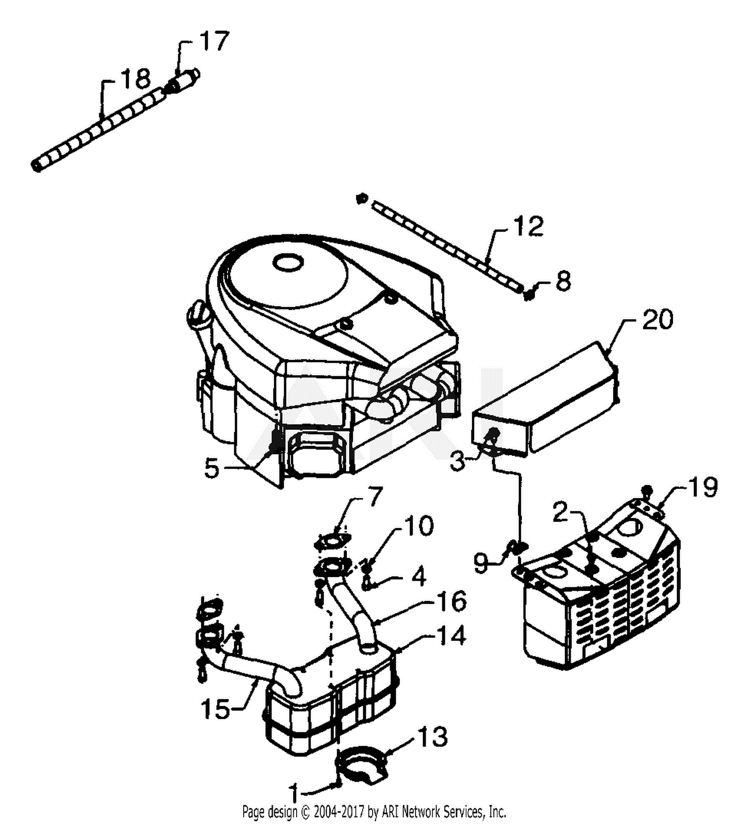 MTD 13AU695H205 (1999) Parts Diagram for Engine Accessories, Muffler