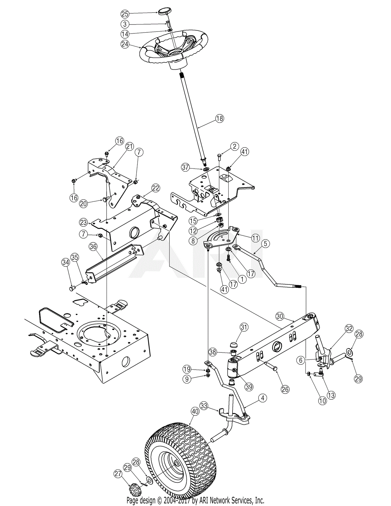 Mtd 13an601h729  2006  Parts Diagram For Steering