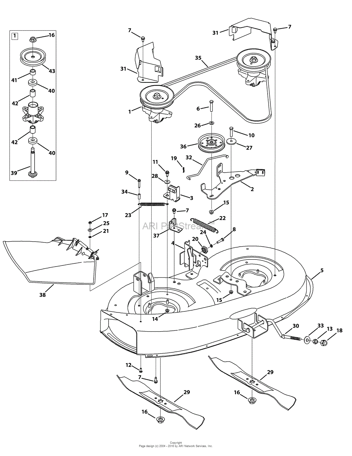 MTD 13AC762F020 (2010) Parts Diagram for Mower Deck 38-Inch