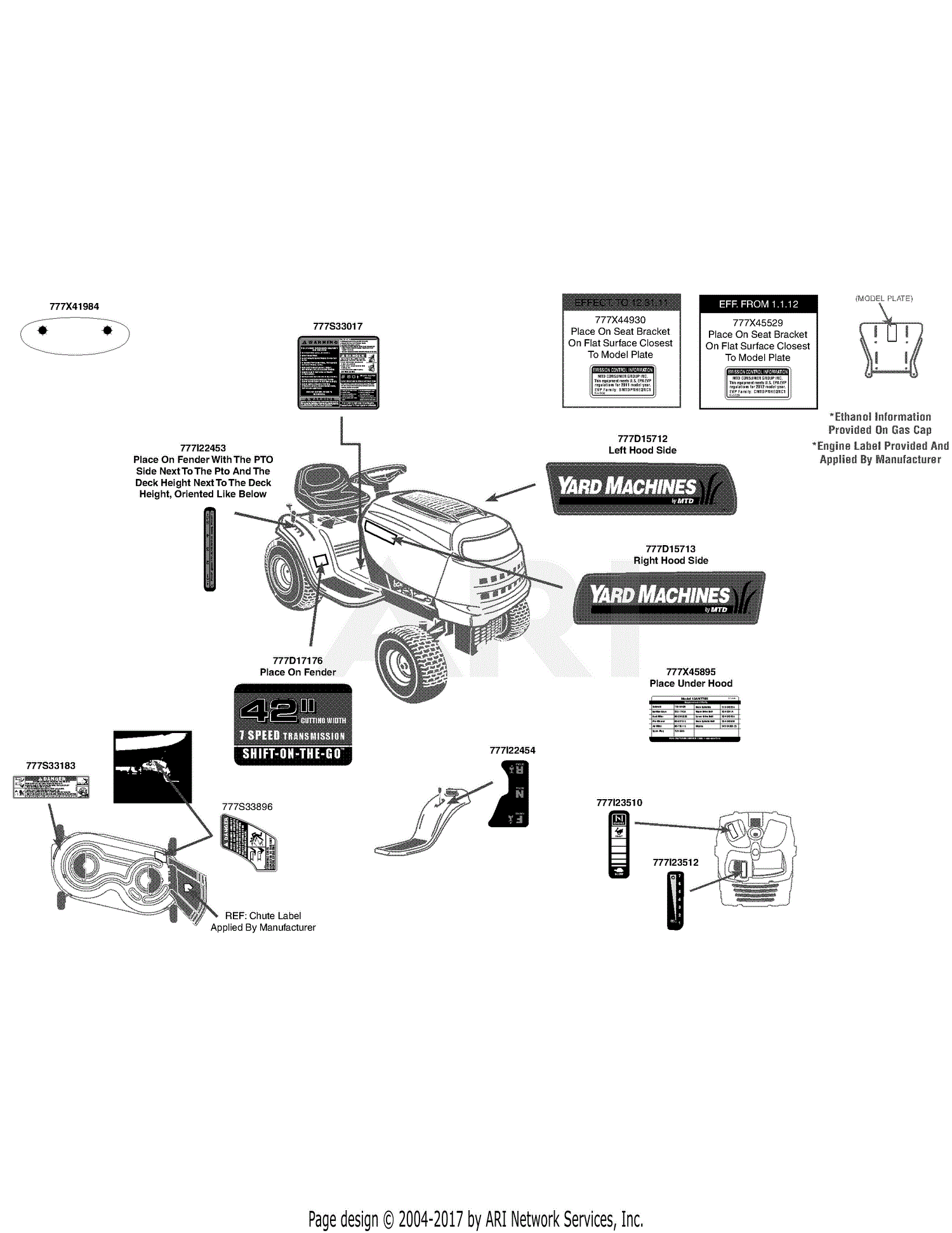 MTD 13AN775S000 (2012) Parts Diagram for Label Map 13AN775S