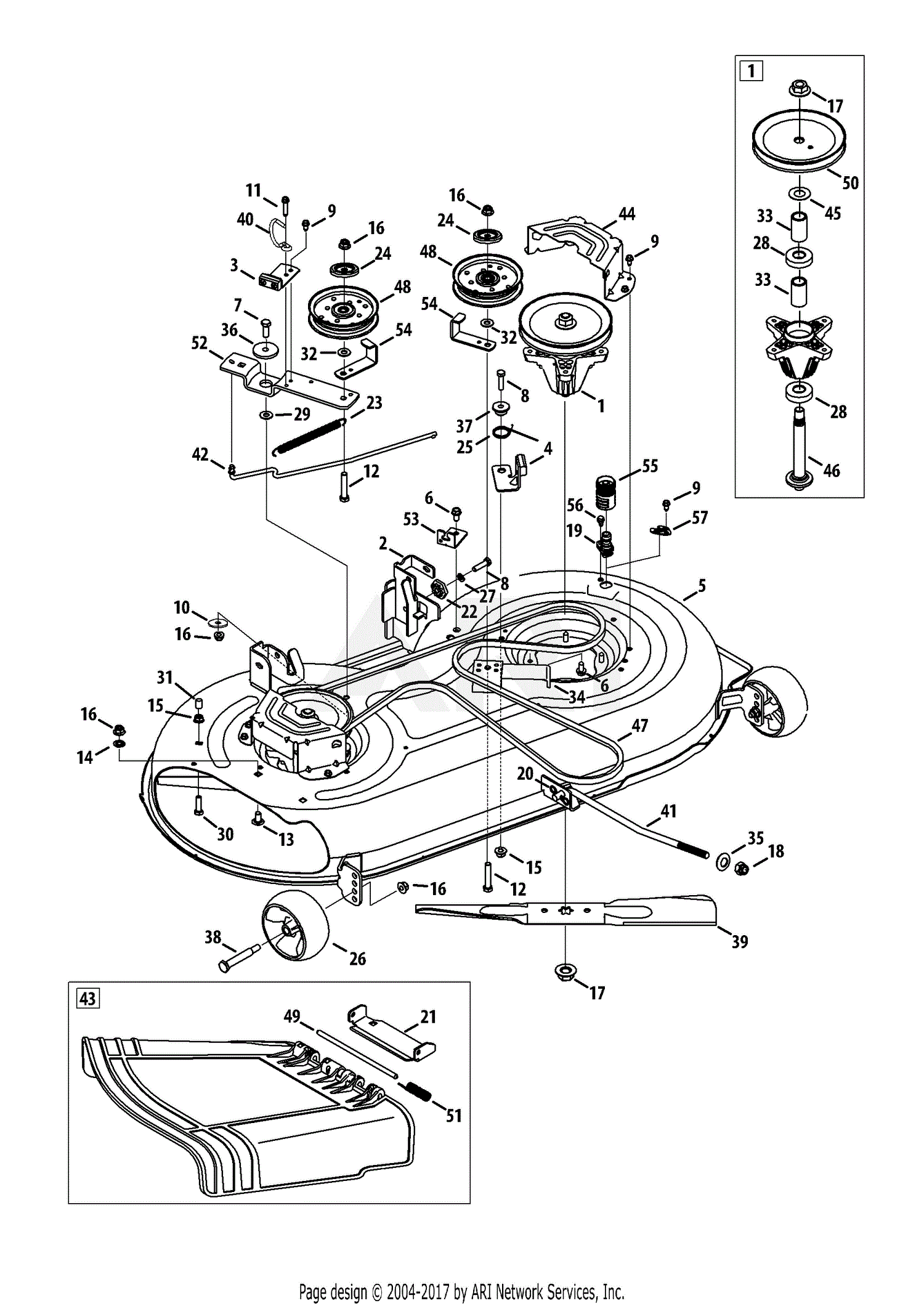 Mtd 13an775s000  2013  Parts Diagram For Mower Deck