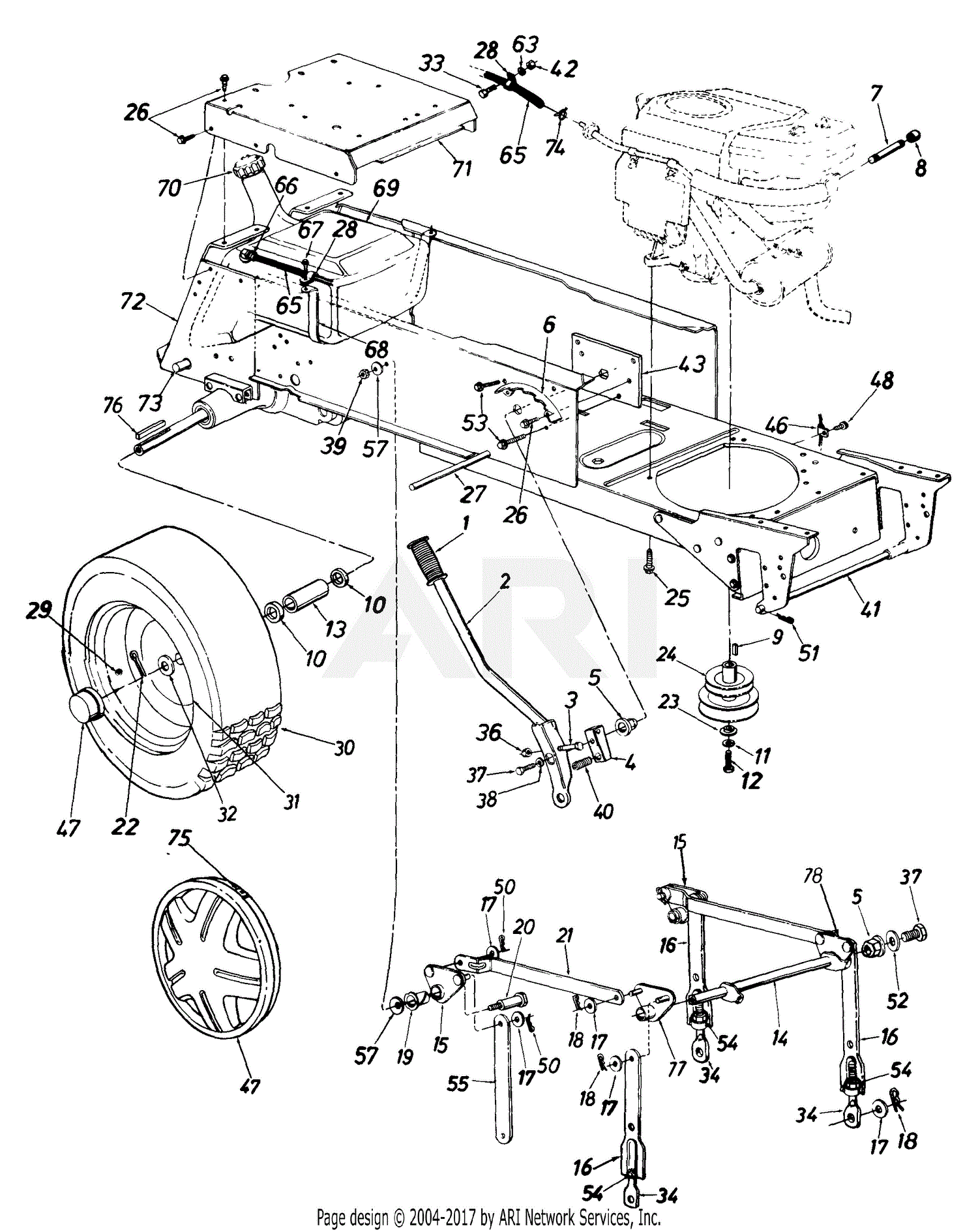 MTD 146K828H000 (1996) Parts Diagram for Deck Lift & Hanger/Wheels ...