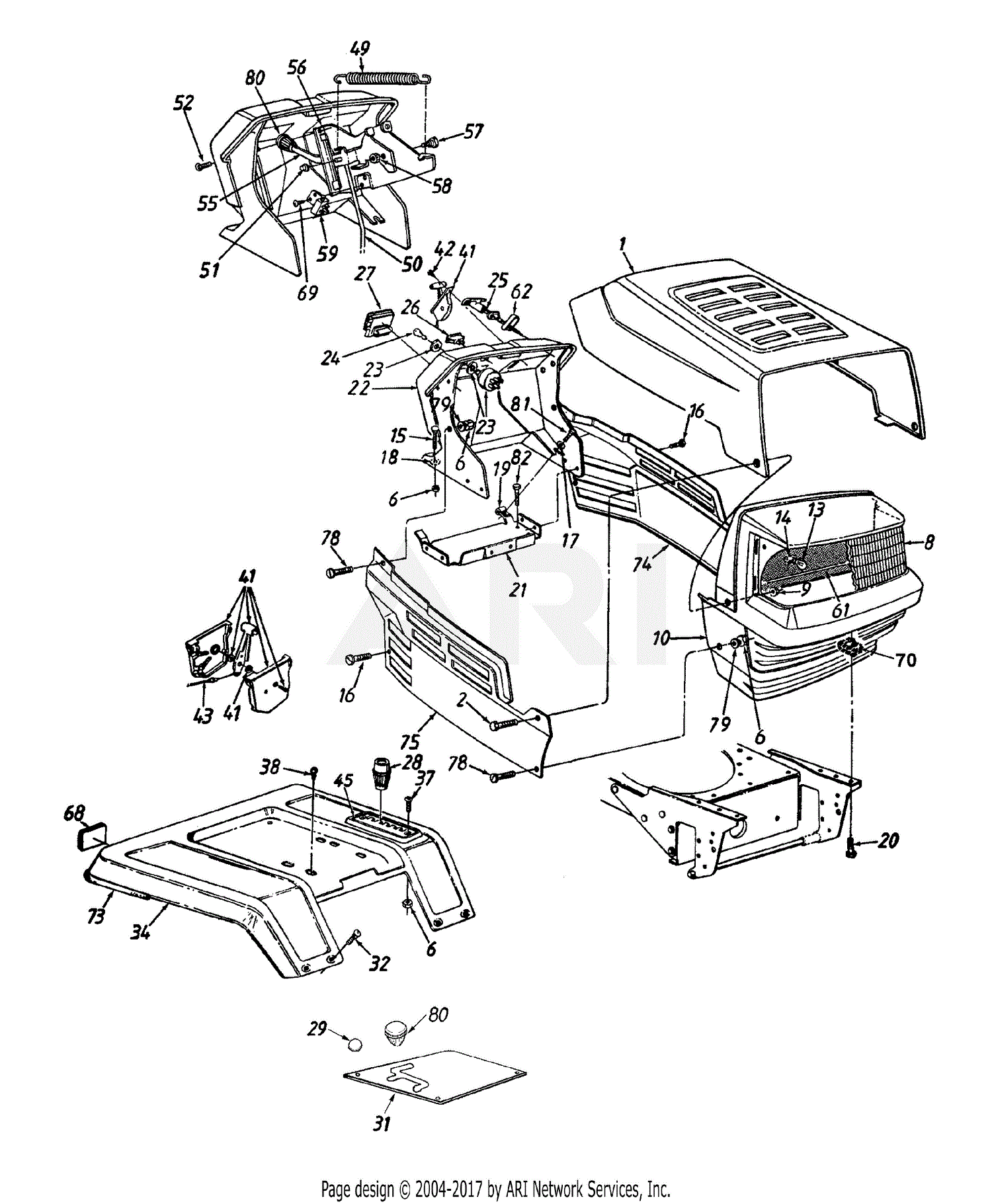 Mtd 14ai825p352 2000 Parts Diagram For Hood Style 5 And Fender