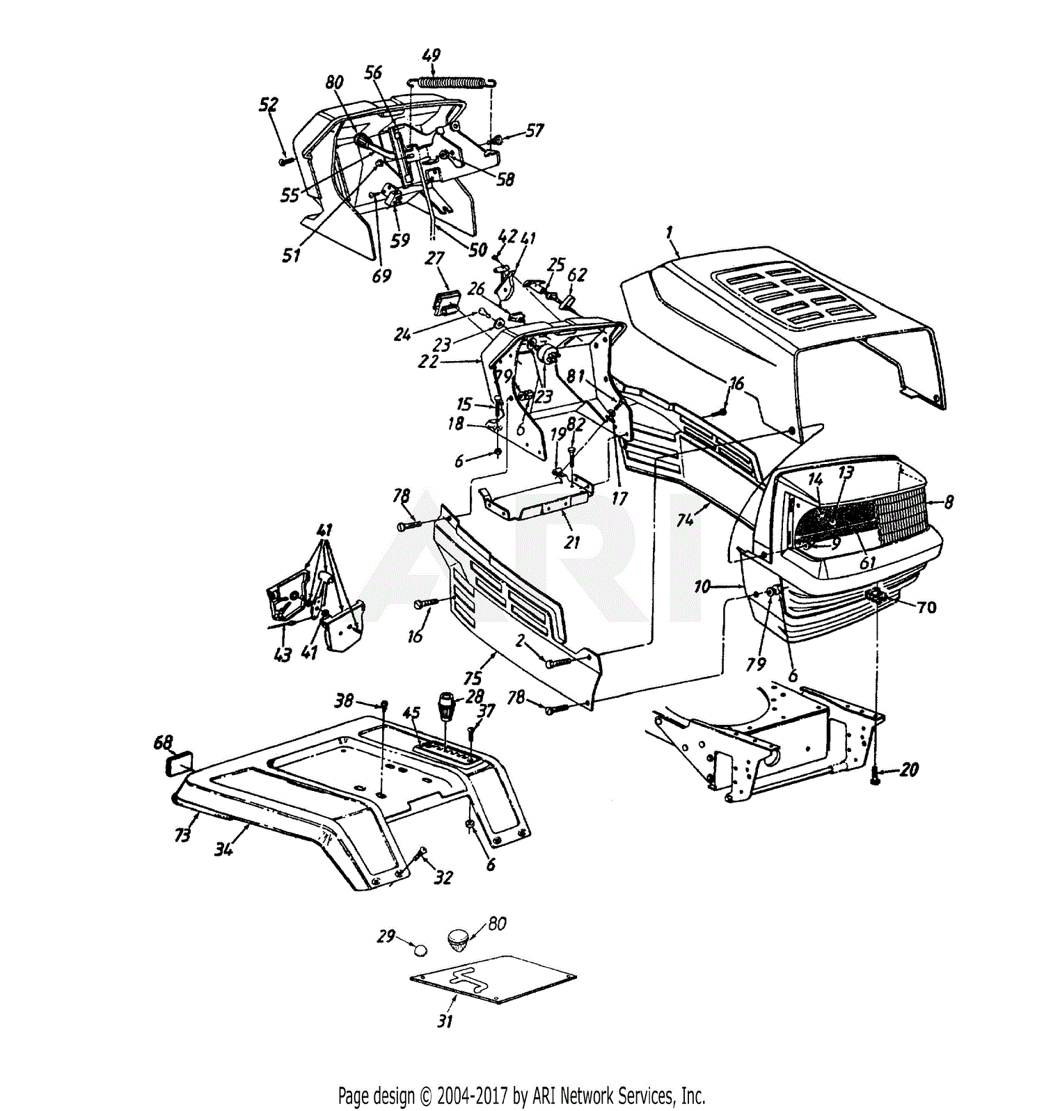 Mtd 14ai845h129  2001  Parts Diagram For Hood Style 5