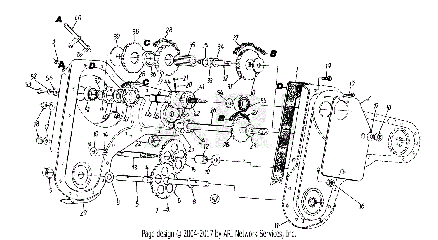 MTD 216-410-000 (1996) Parts Diagram for Gear Box Assembly