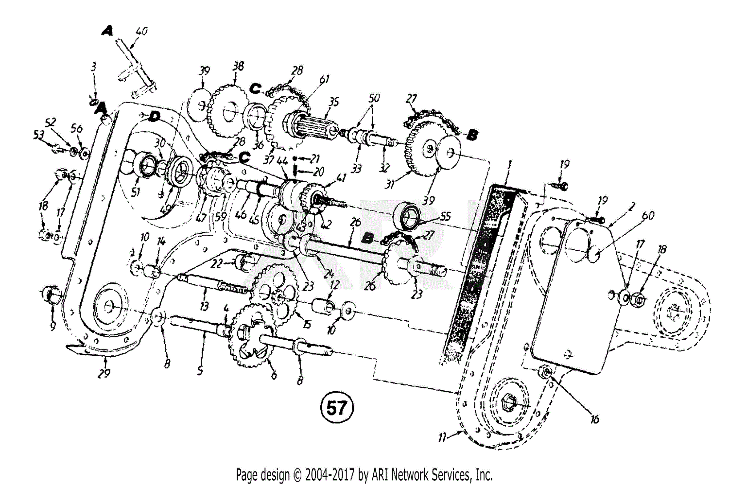 MTD 21A-422B129 (1999) Parts Diagram for Gear Case