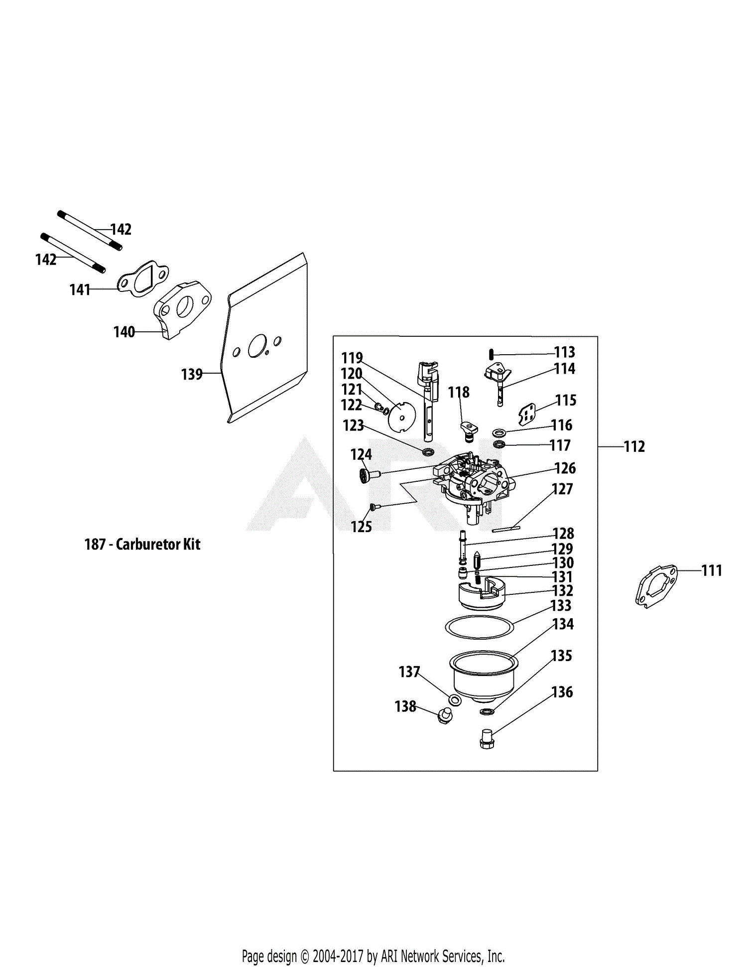 MTD 21A24MA752 (2014) Parts Diagram for 1P65TU Carburetor