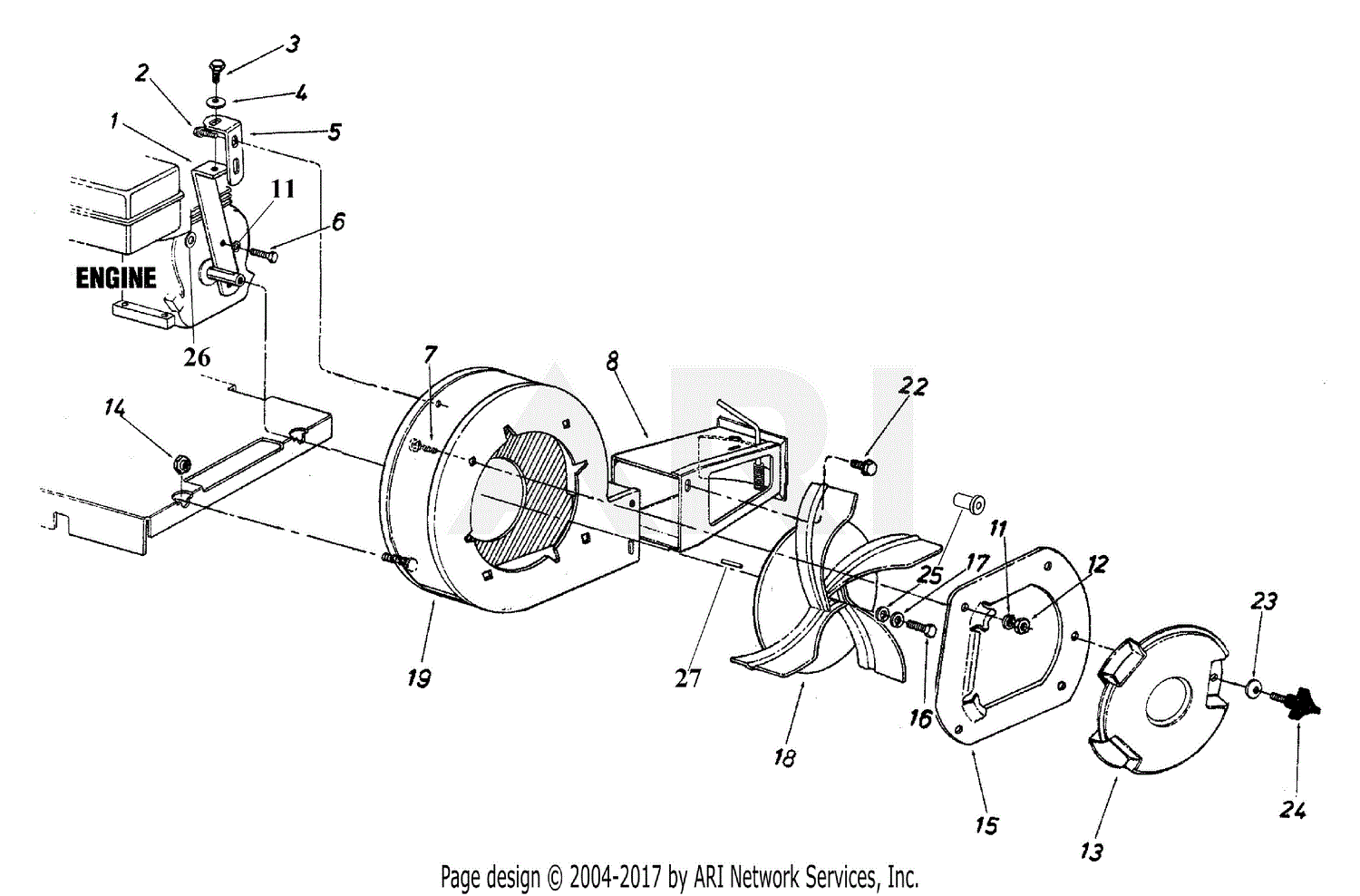 MTD 24A-657E729 (2005) Parts Diagram for Impeller