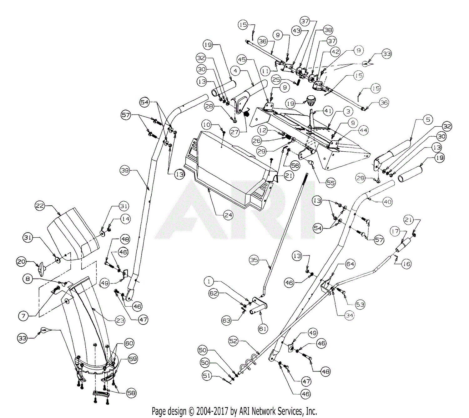 MTD 317E760F118 (1997) Parts Diagram for Handle Assembly