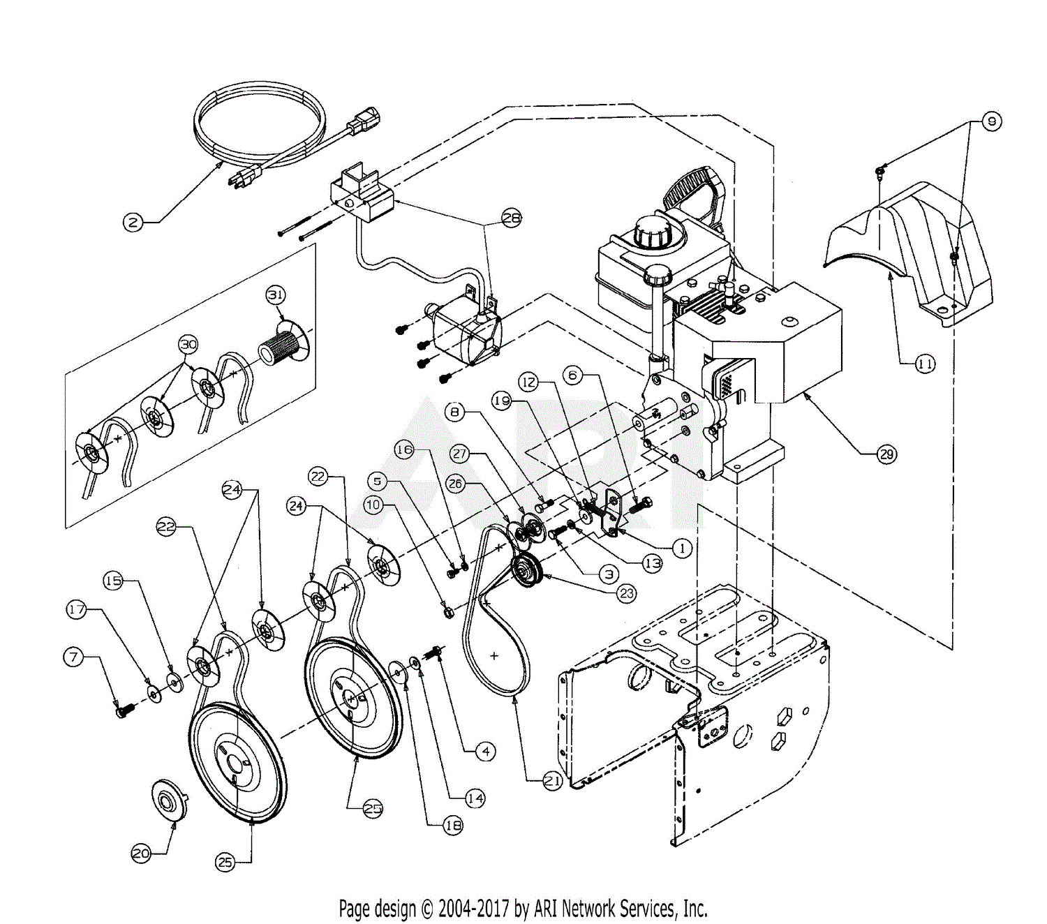 MTD 31A615D118 (1998) Parts Diagram for Belt Drive I