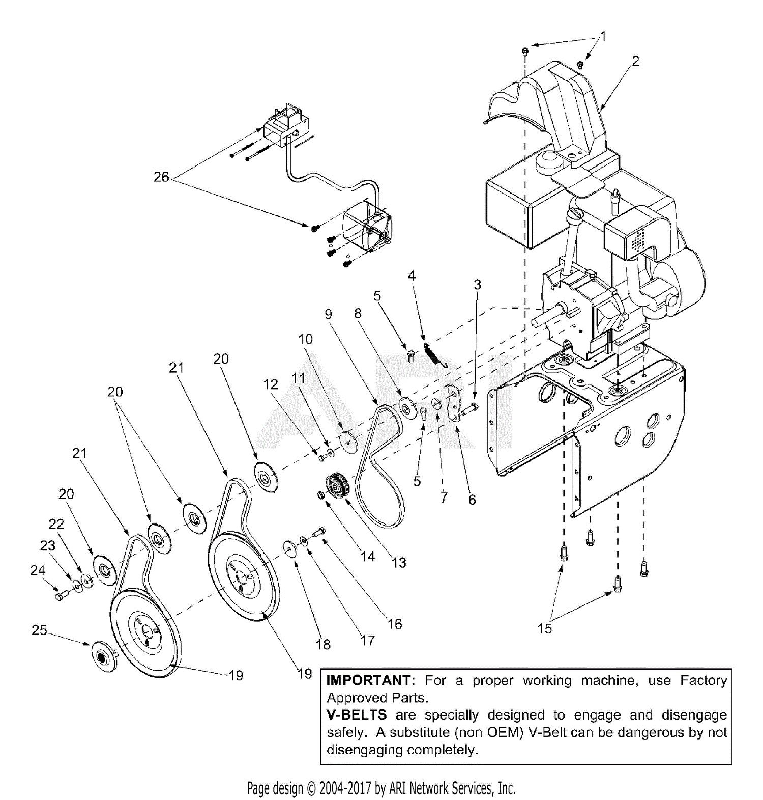 MTD 31AE664G352 (2002) Parts Diagram for Belt Drive