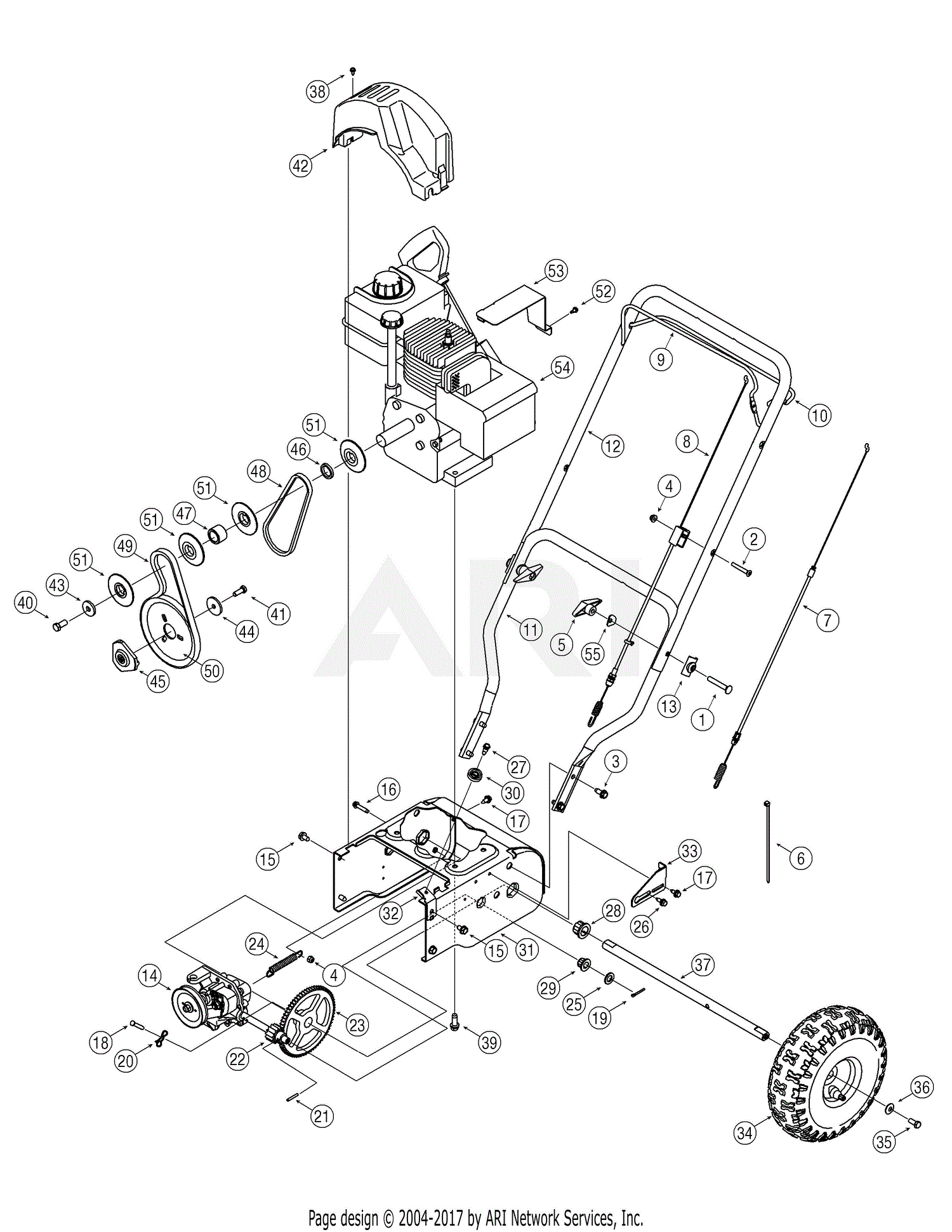 MTD 31A-3AAD700 (2005-2) Parts Diagram for Handle & Wheels