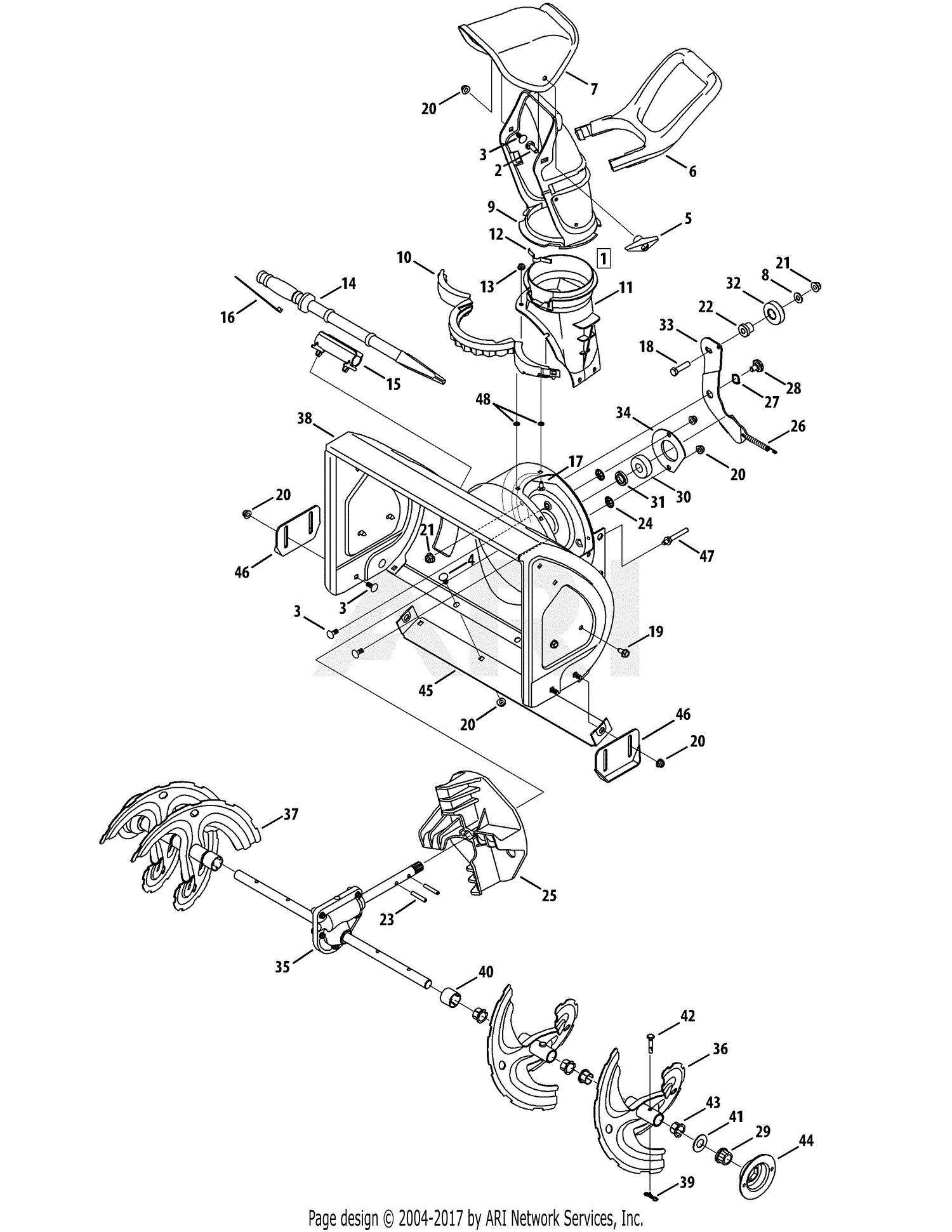 MTD 31A-32AD752 (2013) Parts Diagram for Augers, Auger Housing ...