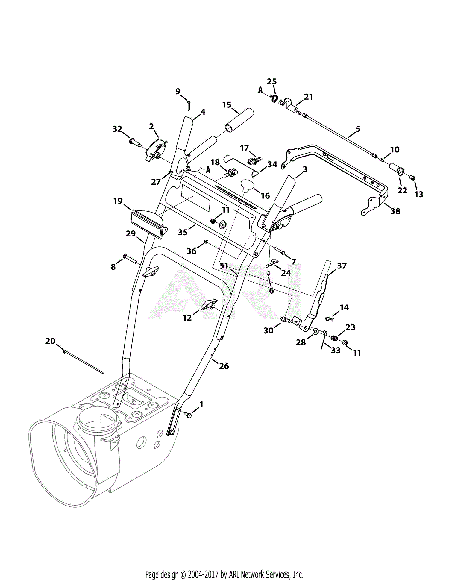 MTD 31AH65FH700 (2014) Parts Diagram for Handle Panel