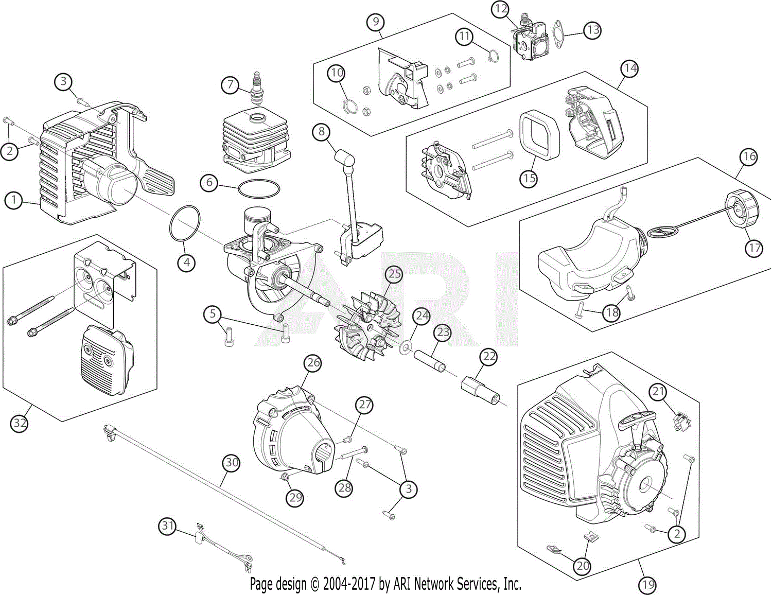 MTD Y2510 41AD110G900 Parts Diagram for Engine Assembly