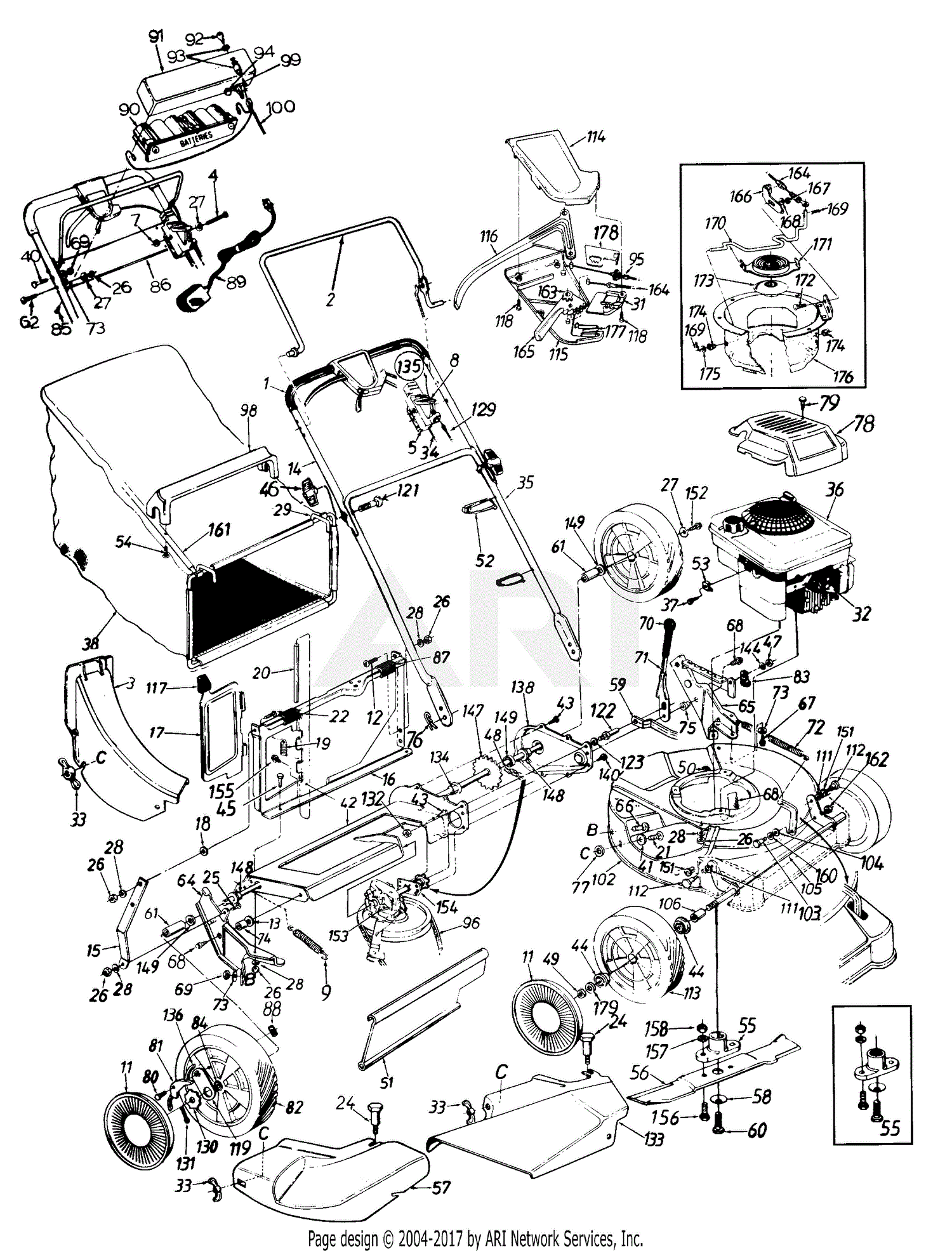 MTD 124E848M401 (1994) Parts Diagram for Grass Catcher Complete