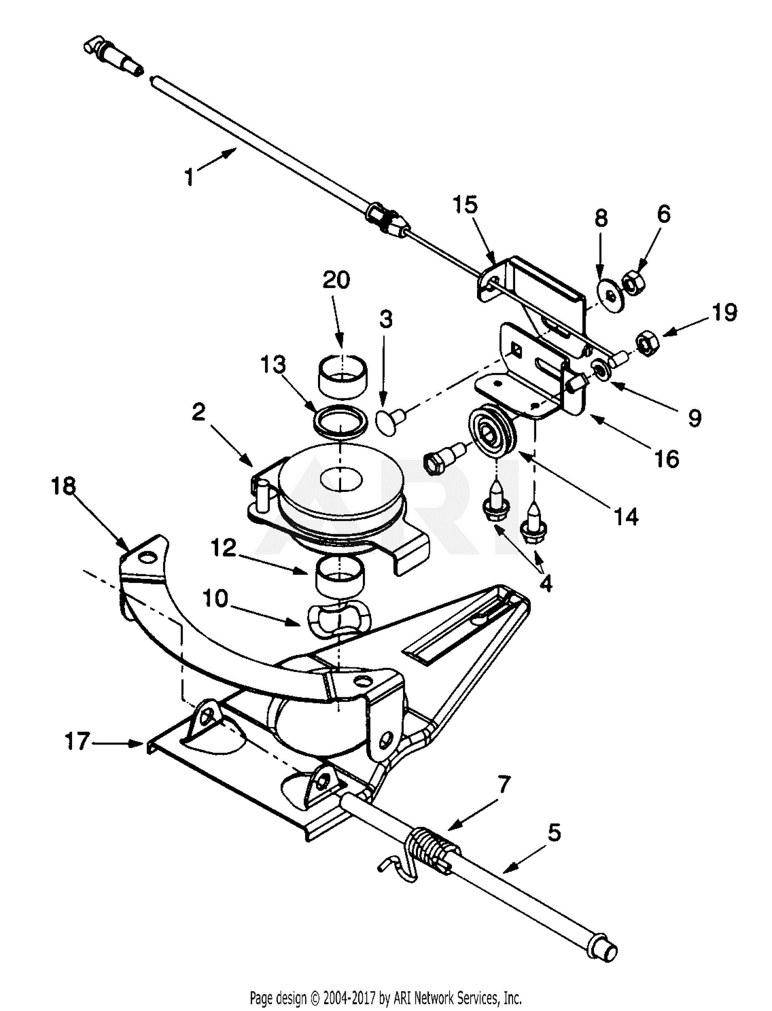 MTD 12A-998Q401 (2000) Parts Diagram for Multi-Speed Pulley Assembly